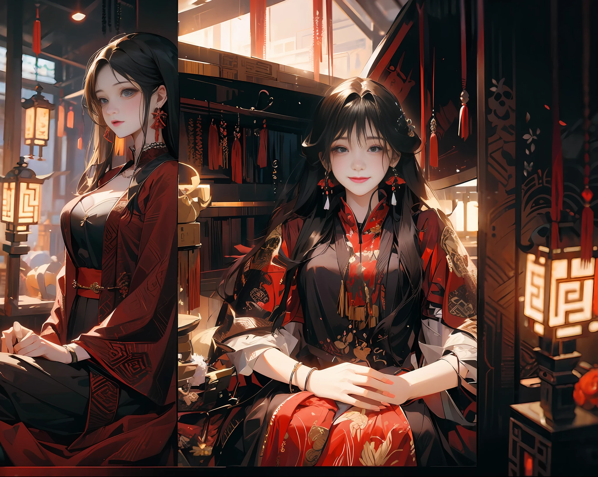 Aalfi woman sitting on bed in red dress, traditional beauty, inspired by Du Qiong, with ancient Chinese costume, wearing red Xiuhe dress, Chinese style, bride, ghost groom, Chinese girl, low quality video, Ruan cute vtuber, Ao Dai, Lalisa Manobal, gorgeous Chinese model, videography