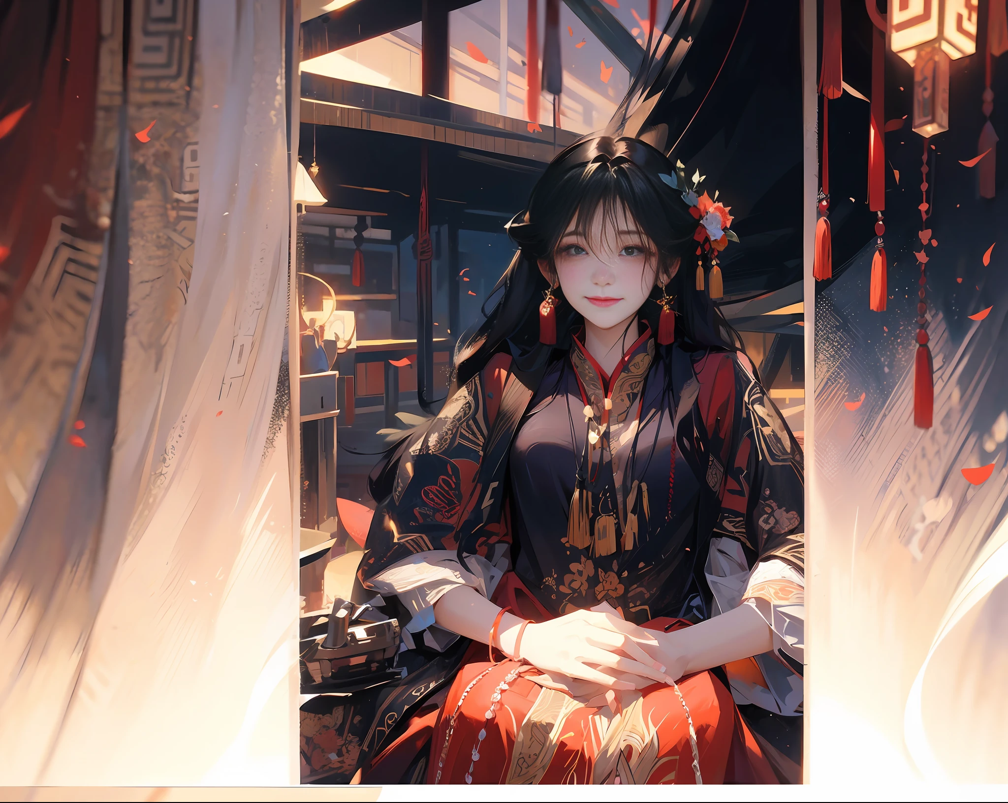 Aalfi woman sitting on bed in red dress, traditional beauty, inspired by Du Qiong, with ancient Chinese costume, wearing red Xiuhe dress, Chinese style, bride, ghost groom, Chinese girl, low quality video, Ruan cute vtuber, Ao Dai, Lalisa Manobal, gorgeous Chinese model, videography