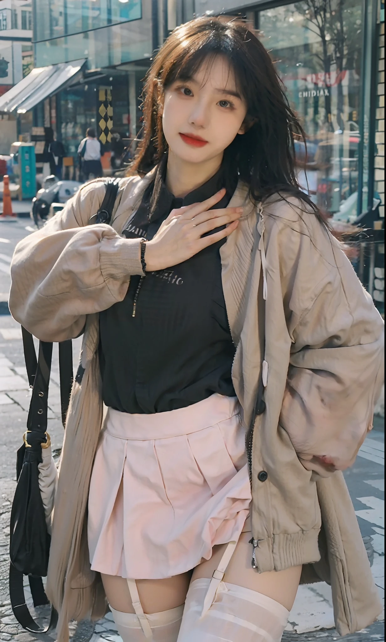 ulzzang-6500-v1.1, (raw photo:1.2), (photorealistic:1.4), beautiful detailed girl, very detailed eyes and face, beautiful detailed eyes, ridiculous, incredibly ridiculous, huge file size, super detailed, high resolution, very detailed, best quality, masterpiece, ((fashion clothing with diverse colors)), illustration, very detailed, CG, unified, 8k wallpaper, amazing, fine detail, masterpiece ,best quality, very detailed CG uniform 8k wallpaper, light on face, movie lighting, 1girl, 16 years old, long white hair, side splits, (big breasts), (no panties)), (glasses), ((dynamic pose))), ((sexy pose))), (camel toe), (half), (pantyhose)), ((black hip skirt))