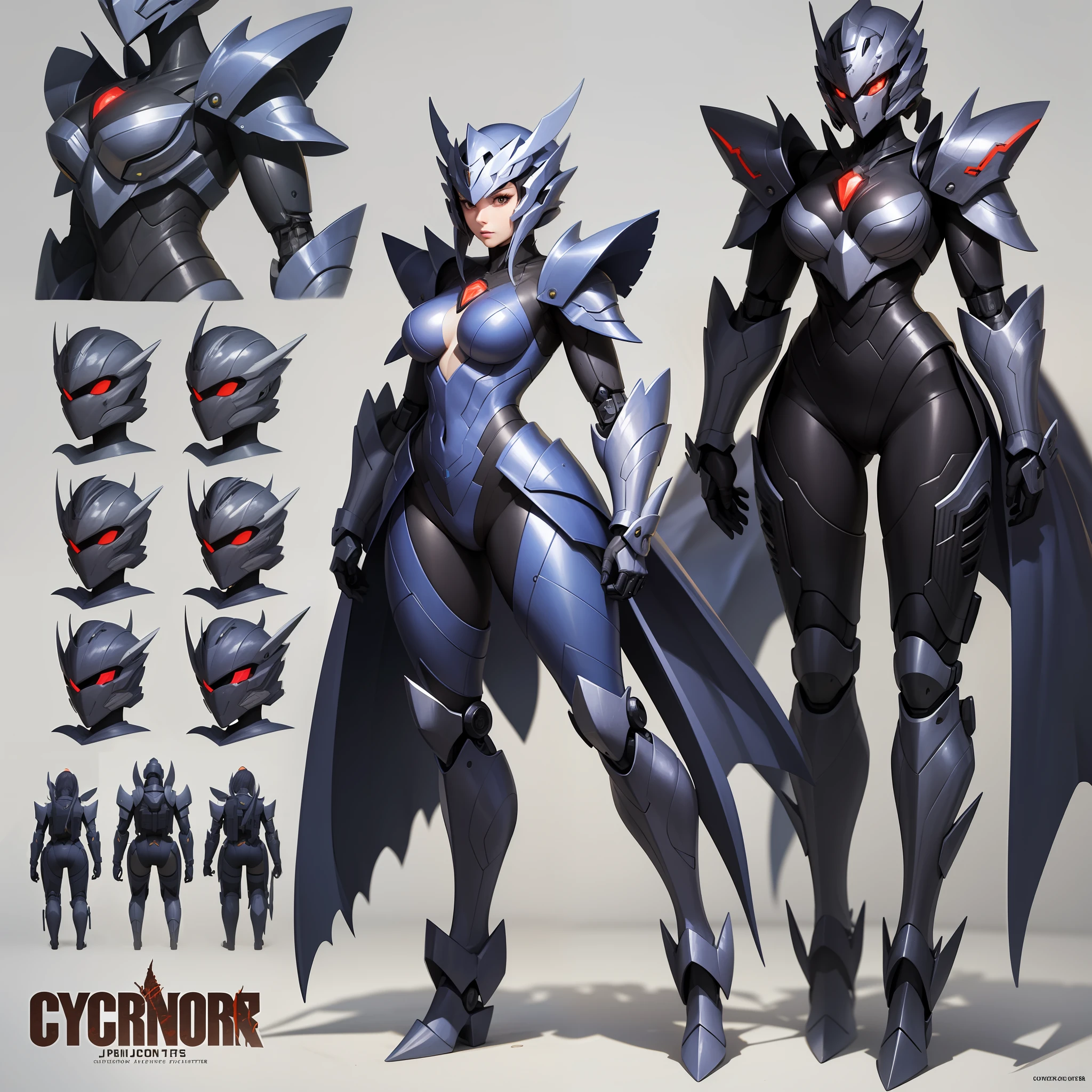 Crimson paint, villain, close-up of person in costume with sword, cyber japan style armor, cyber japan armor, guyver style, girl in armor, monster hunter armor, full body mecha suit, perfect anime cyborg woman, cyborg noble woman, mecha cyber armor girl, detailed full body concept, female armor, anime character. Full Body Art