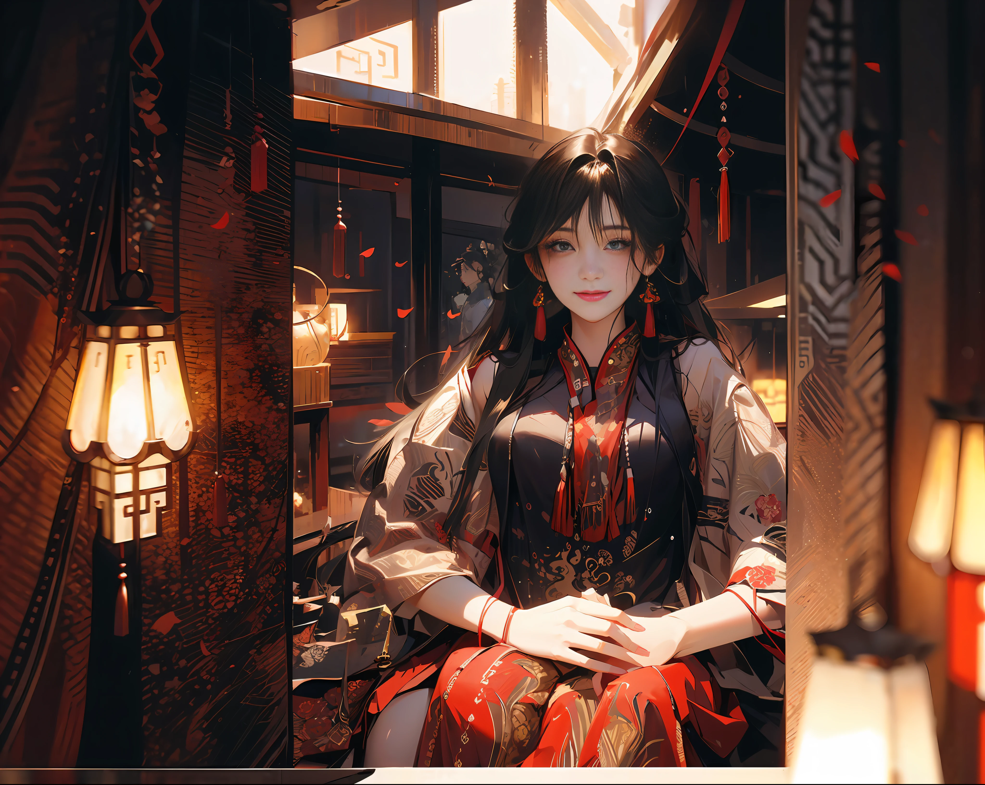 Aalfi woman sitting on bed in red dress, traditional beauty, inspired by Du Qiong, with ancient Chinese costume, wearing red Xiuhe dress, Chinese style, bride, ghost groom, Chinese girl, low quality video, Ruan cute vtuber, Ao Dai, Lalisa Manobal, gorgeous Chinese model, videography