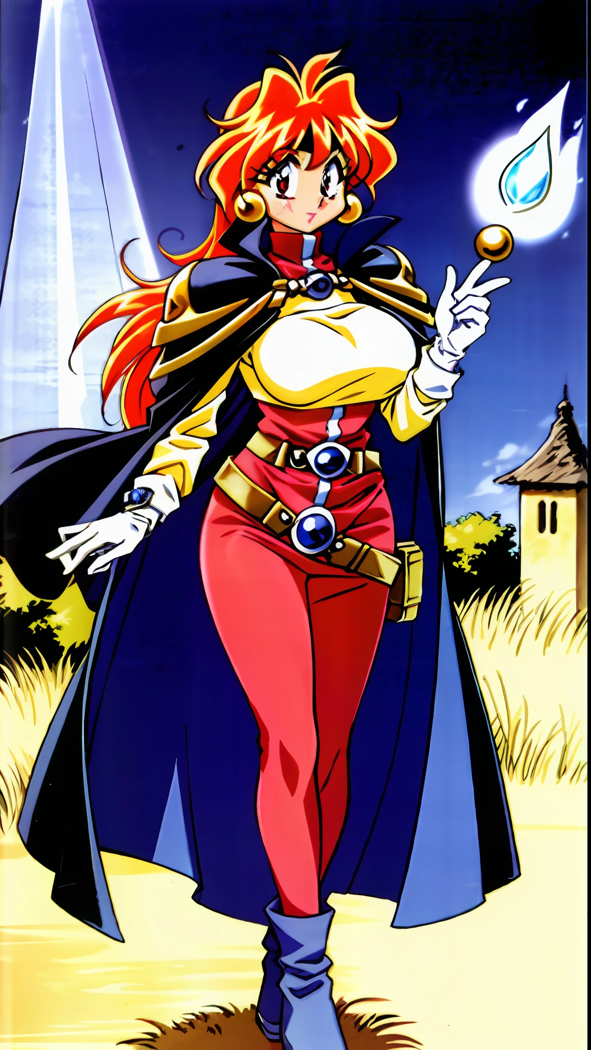 masterpiece, best quality, ultra-detailed, illustration, 1girl, 1990s \(style\), belt, boots, cape, earrings, gloves, headband, jewelry, lina inverse, long hair, pantyhose, red eyes, red hair, orange hair, retro artstyle, solo, traditional media,Gothic, huge chest, tall woman, curved, f, long hair, christian, alone, catholic, latin cross,, forest city, plants, walking, smile, smile, ,fur clothes, wizard, medieval, village,tights, portrait, long skirt, long dress, flip-flops, , huge breast, , , 1gir,1character, walking,long skirt, red eyes, walking,female,fantasy goddess,there is a cartoon picture of a woman with a very large breast, glowing angelic being, glowing holy aura, inspired by Luma Rouge, the non-binary deity of spring, ethereal rainbow nimbus, the butterfly goddess of fire, inspired by Marie Angel, glowing aura around her, astral fairy, as the goddess of the sun, “uwu the prismatic person, big breast, happy, beautiful eyes, , full body, walking, long robe, long dre, , nun, priestess ,holy, venus body, curvy, huge breast, forest, long skirt, coat, very long skirt,coat, europe, france, french, pantyhose, walking, pink hair, smile, happy,long skirt , long dres