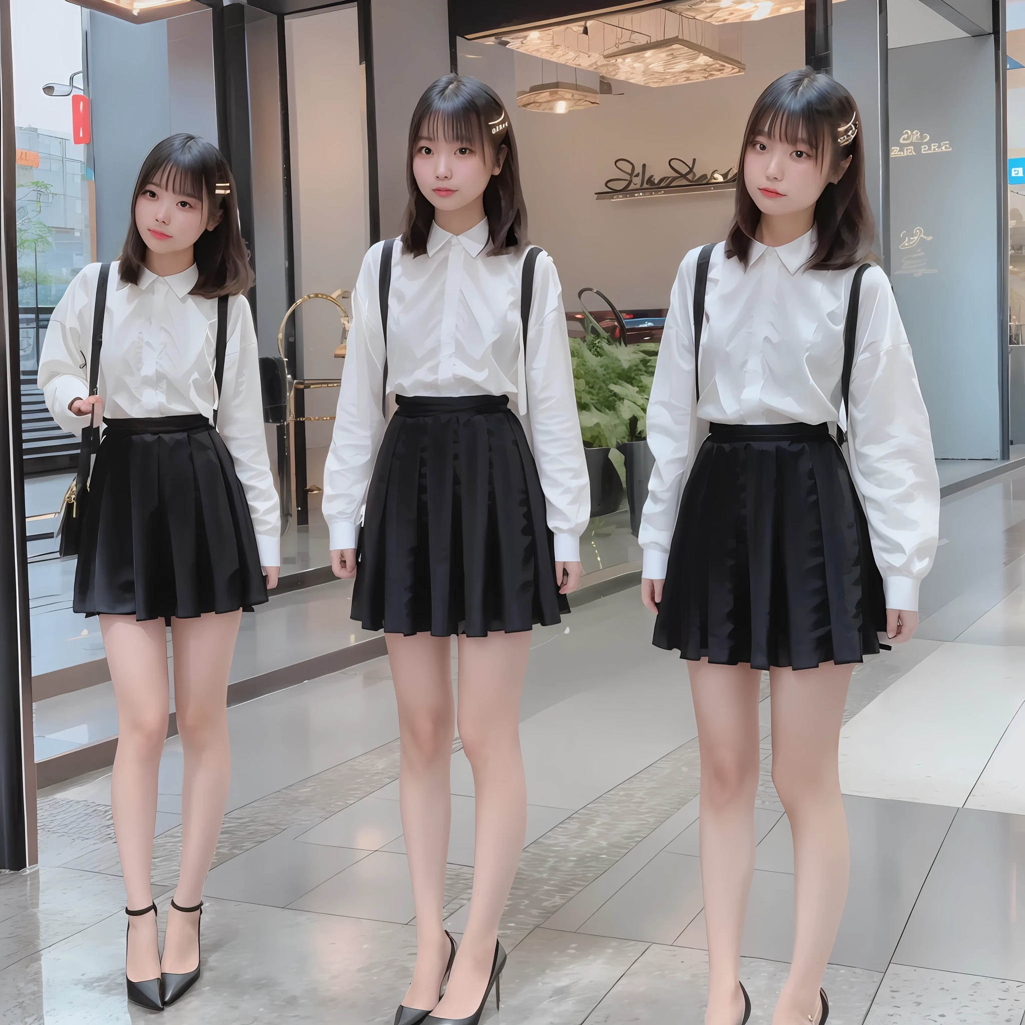 Long leg black silk miniskirt