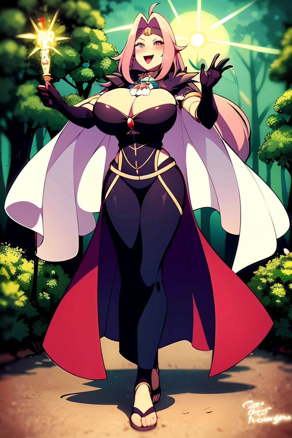 (masterpiece, best quality), forest, waterfall, 1girl, naga the serpent, armor, cape, circlet, gloves, jewelry, large breasts, blush, black hair, fit, toned, sweaty, shiny skin, close-up, looking at camera, looking up, open mouth, smug, skinny, long hair,Gothic, huge chest, tall woman, curved, f, long hair, christian, alone, catholic, latin cross,, forest city, plants, walking, smile, smile, ,fur clothes, wizard, medieval, village,tights, portrait, long skirt, long dress, flip-flops, , huge breast, , , 1gir,1character, walking,long skirt, red eyes, walking,female,fantasy goddess,there is a cartoon picture of a woman with a very large breast, glowing angelic being, glowing holy aura, inspired by Luma Rouge, the non-binary deity of spring, ethereal rainbow nimbus, the butterfly goddess of fire, inspired by Marie Angel, glowing aura around her, astral fairy, as the goddess of the sun, “uwu the prismatic person, big breast, happy, beautiful eyes, , full body, walking, long robe, long dre, , nun, priestess ,holy, venus body, curvy, huge breast, forest, long skirt, coat, very long skirt,coat, europe, france, french, pantyhose, walking, pink hair, smile, happy,long skirt , long dres, 90s style