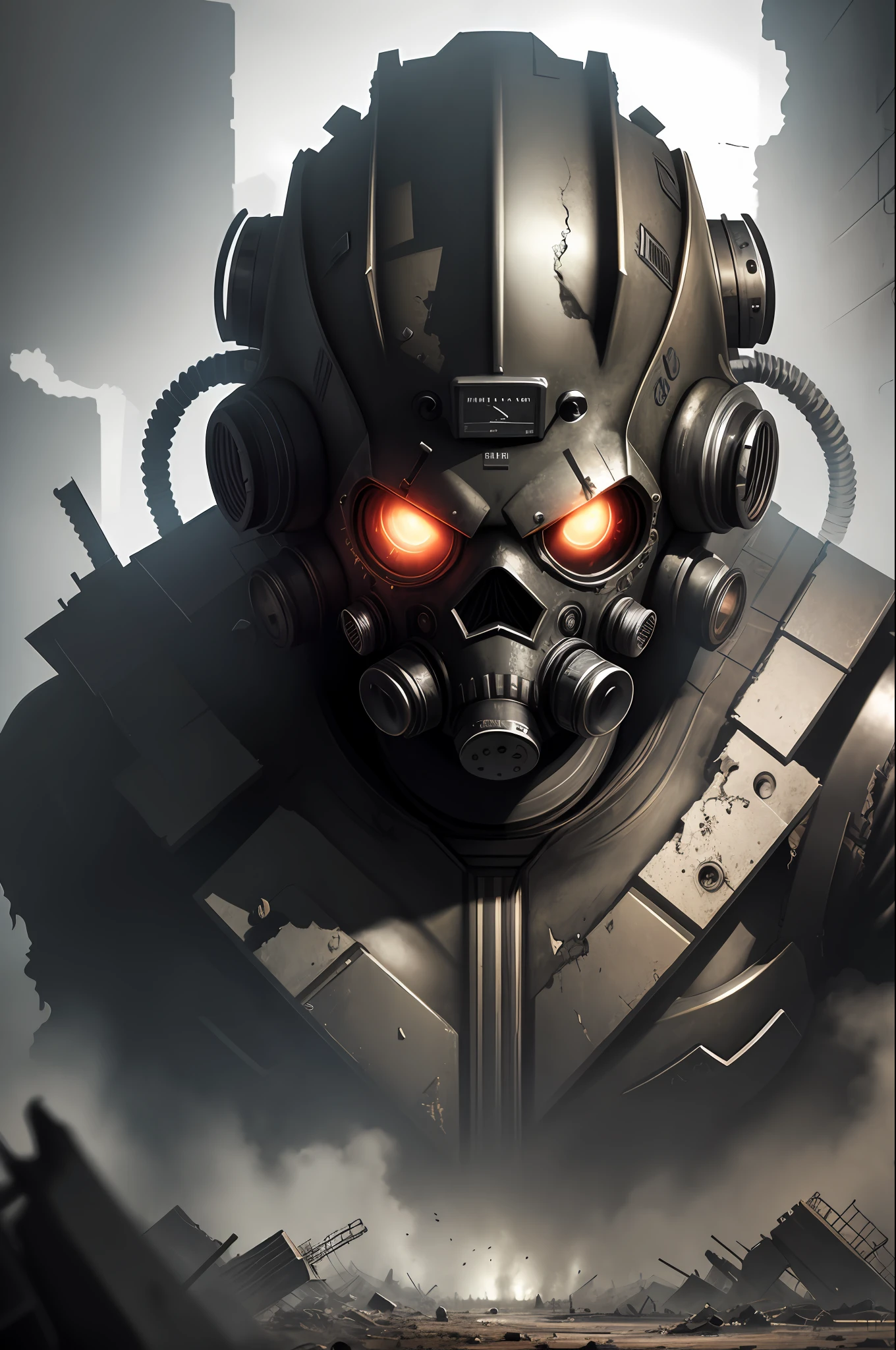 "Stunning masterpiece, best quality, ultra detailed detail, radioactive fallout full of dynamism and beauty, intense lighting effect, vibrant tones, shocking scene, post-apocalyptic atmosphere, exciting fusion of colors and shapes, destruction and rebirth, unique and shocking vision."