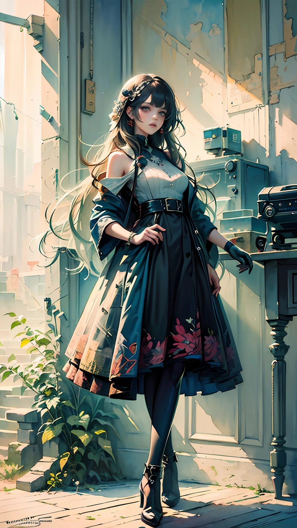 (masterpiece, top quality, best quality, official art, beautiful and aesthetic:1.2), (1girl:1.3), extreme detailed,colorful,highest detailed,(watercolour painting:1.3), optical mixing, playful patterns, lively texture, rich colors, unique visual effect