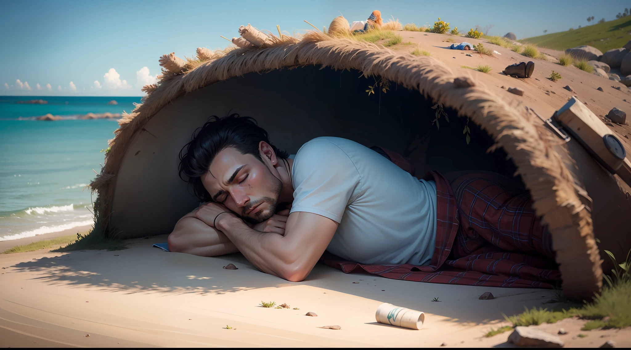 man sleeping on the island --auto