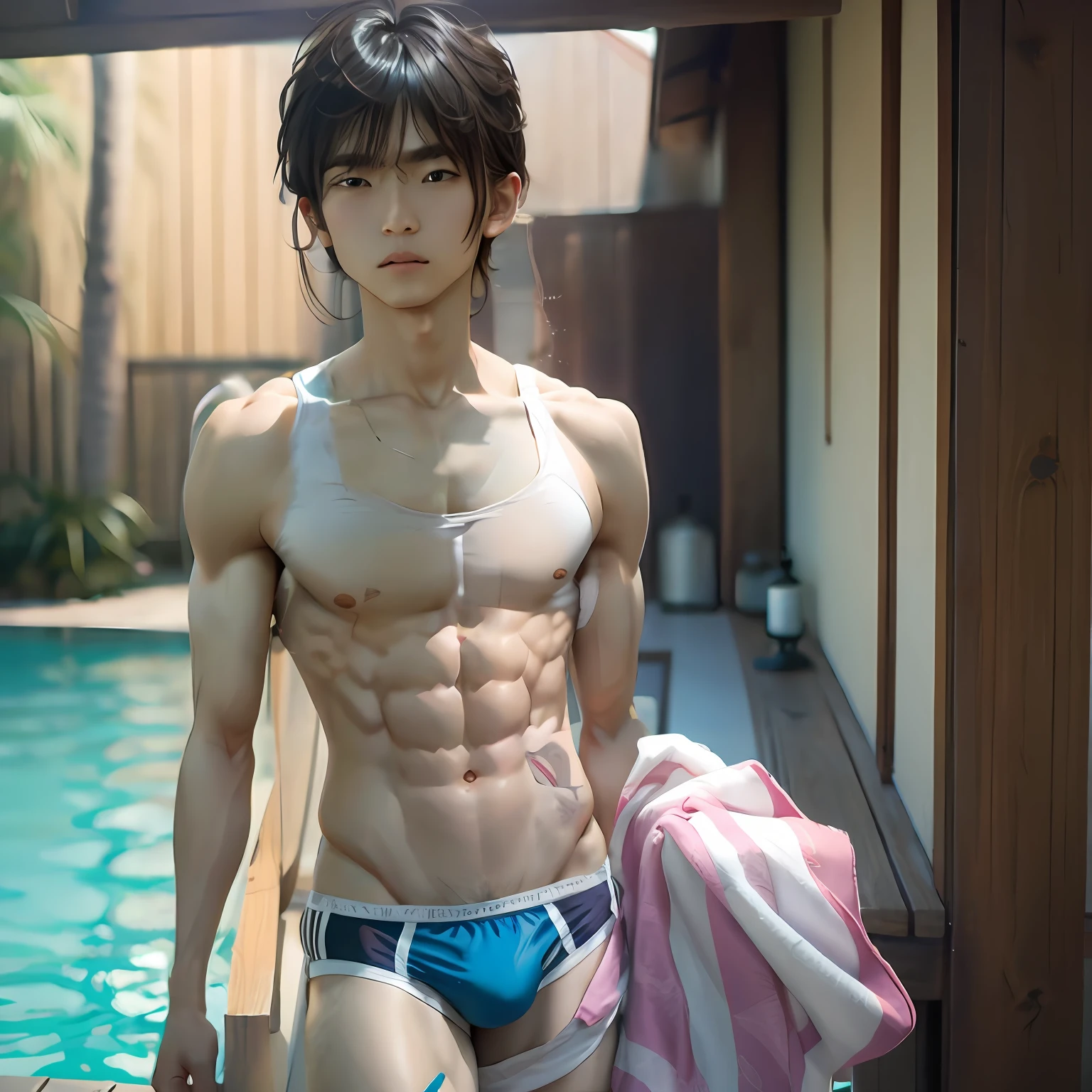 Pectoral muscles, no clothes