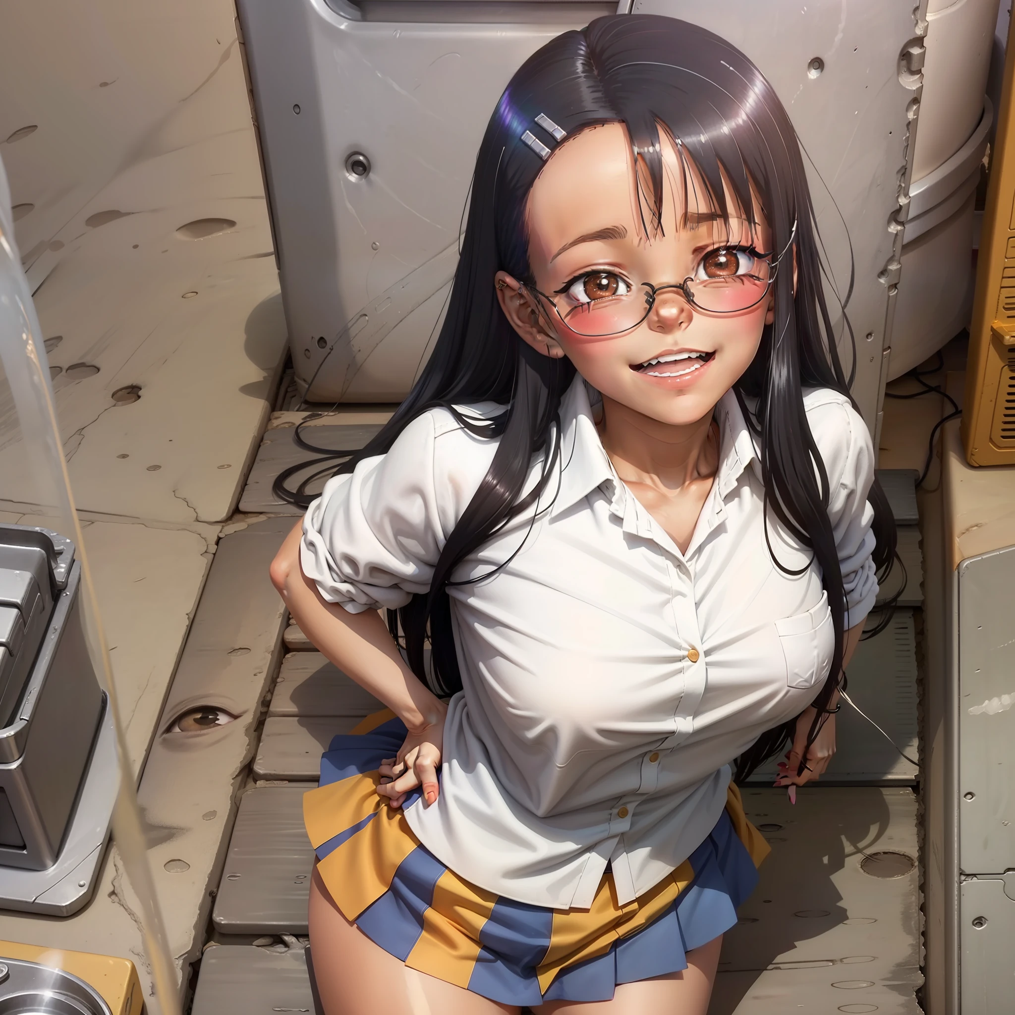 Yes, Hayase Nagatoro is a fictional character in the manga and anime "Don't Toy with Me, Miss Nagatoro" (also known as "Ijiranaide, Nagatoro-san").
Nagatoro is a high school student who enjoys molesting and provoking her classmate, Naoto Hachioji. She is known for her energetic and mischievous personality, always finding ways to embarrass and drive Naoto crazy.
As for his appearance, Nagatoro has a long black hair, which falls in soft waves to the middle of his back. His eyes are large and expressive, with a mischievous and funny gleam. He usually wears a playful expression and a sneer on his face.
As for his clothes, Nagatoro usually wears his high school uniform, composed of a white shirt, a pleated skirt and knee-length socks. However, he can also occasionally be seen in casual attire, such as T-shirts and shorts.
Nagatoro is a popular character who has gained followers for his provocative personality and quirky relationship with Naoto. Although it may seem a bit intimidating at times, her main goal seems to be to help Naoto overcome his insecurities and enjoy life.
