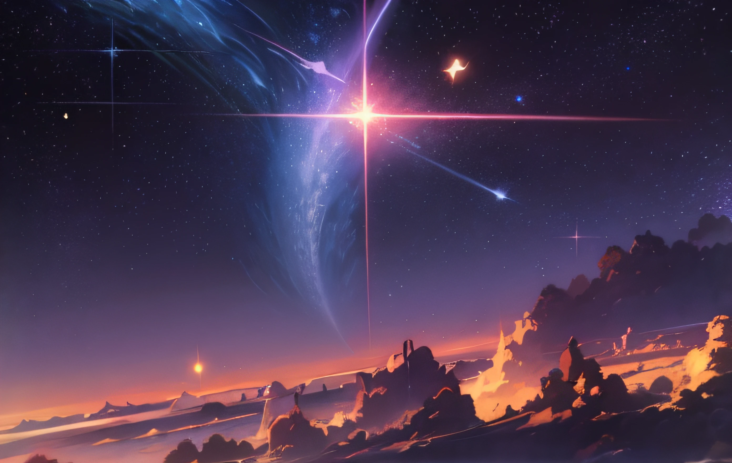 anime anime wallpapers with a view of the sky and stars, cosmic skies. by makoto shinkai, anime art wallpaper 4 k, anime art wallpaper 4k, anime art wallpaper 8 k, anime sky, amazing wallpaper, anime wallpaper 4 k, anime wallpaper 4k, 4k anime wallpaper, makoto shinkai cyril rolando, anime background art