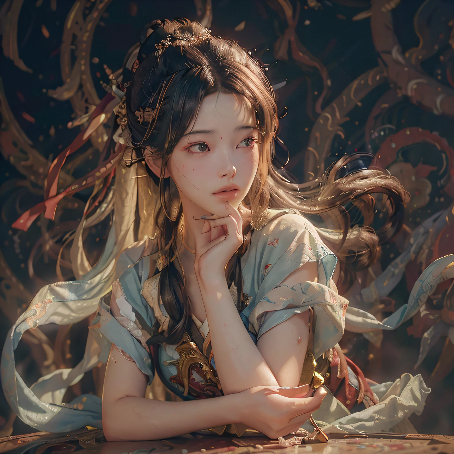 Close up of a woman leaning against the wall in a dress, gorgeous korean young woman, beautiful korean woman, beautiful korean young woman, korean girl, young cute korean face, young cute wanya face, gorgeous korean model, korean woman, asian characteristics, beautiful asian girl, cute and delicate face, popular korean makeup, a young asian woman --auto