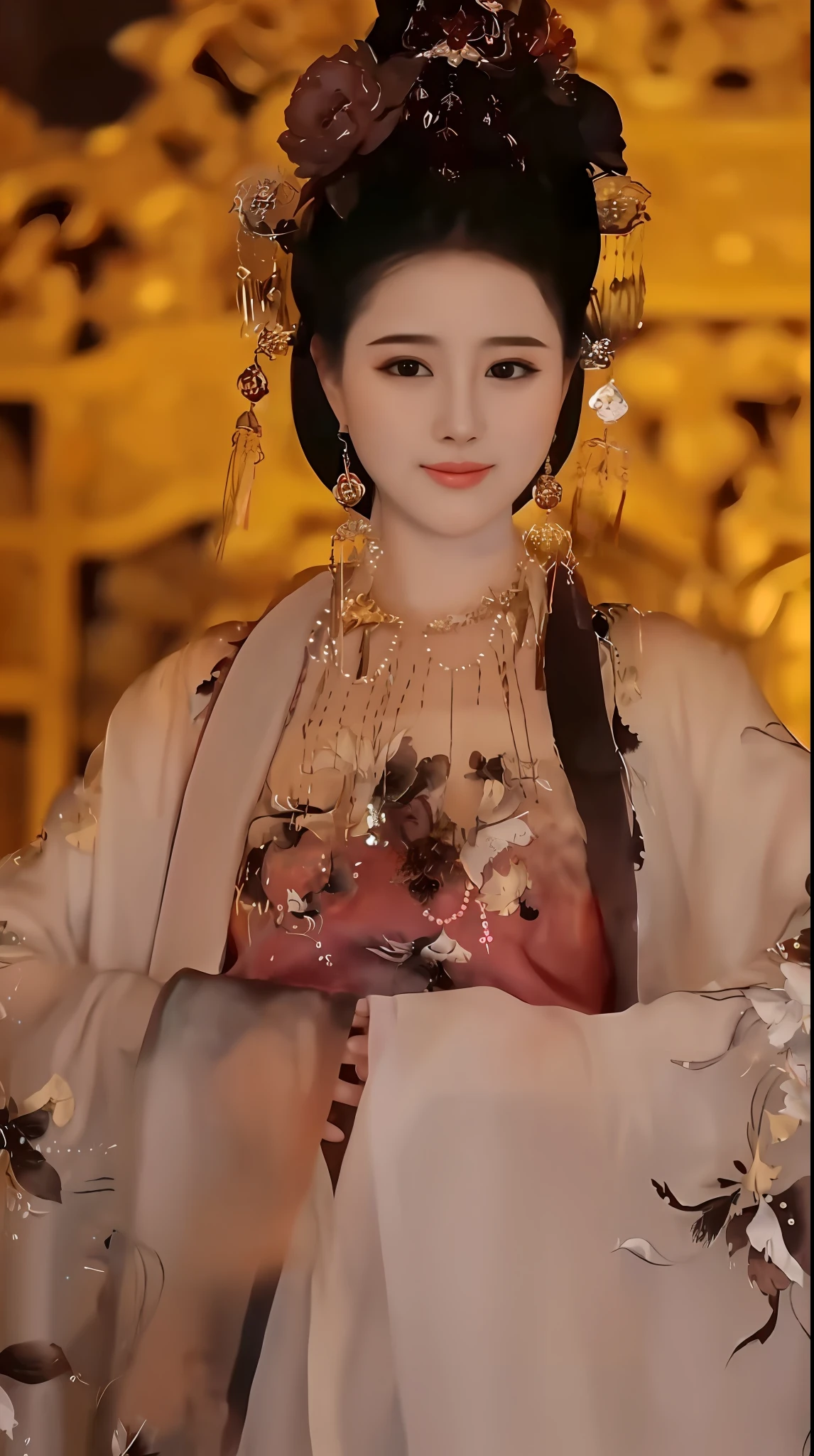 a close up of a woman in a dress and a flowered headpiece, palace , a girl in hanfu, wearing ancient chinese clothes, ancient chinese princess, chinese princess, beautiful render of tang dynasty, ancient chinese beauties, a beautiful fantasy empress, chinese empress, with acient chinese clothes, ancient asian dynasty princess, full body xianxia, traditional chinese clothing