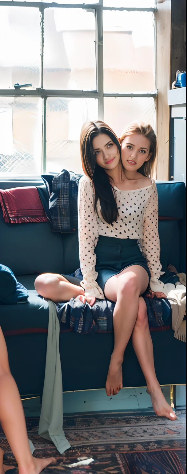 2heads, two headed girl, (one torso:1.5), pale skin, Scottish redhead, ager, white girls, different ages, (two heads on one body:1.4), (first head uncomfortable:1.5), (second head unhappy:1.5) conjoined twins, heads side by side, one torso, young, uncomfortable, barefoot