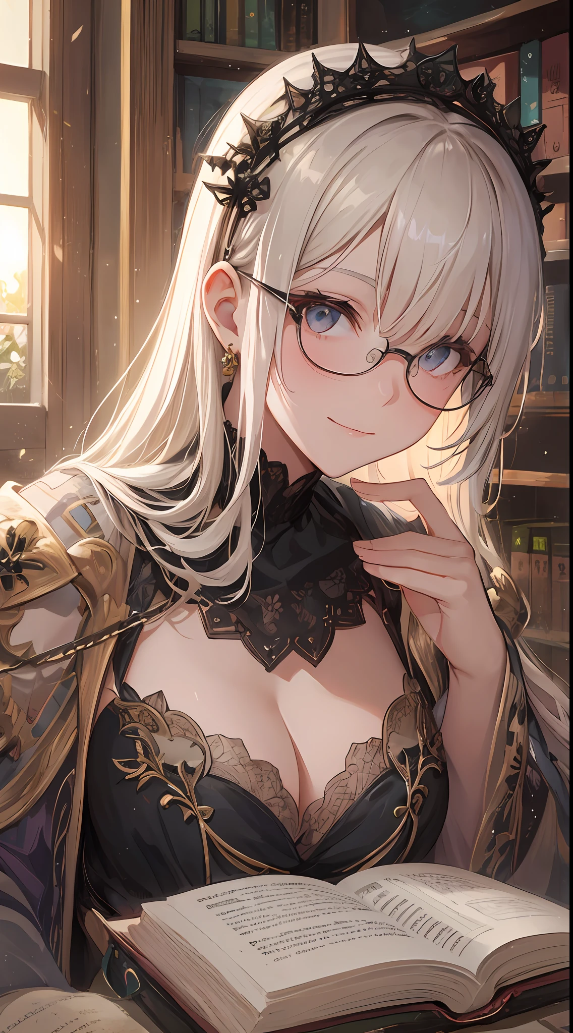 Inside the library, on the stone walls of the Gothic arch, thousands of volumes have been secured. Behind her is the setting sun, forming the maximum backlight. Light falls on the bookcase, softly illuminating each book and breathing glittering life into a world of silence.
Her figure is meticulously depicted in every detail, and the sense of reality is endured to the fullest. Their modest attire is warmly illuminated by the light of the setting sun, as if it is being spotlighted. But the beauty is somehow otherworldly, and we will consider arguments from the men around us.
She herself does not notice its beauty and concentrates only on reading books. Her eyes through her glasses shine even brighter in the reflection of the setting sun, which symbolizes her inquisitive spirit.
Her smile expresses a pure love for knowledge, and her figure is like solving a piece of a puzzle of quiet beauty. Depending on her limitations, it is considered attractive with her inner tenderness and thirst for knowledge.
Overall, the piece achieves a blend of realism and grace, which makes her sober charm even more enjoyable. The detailed descriptions and high resolution of the details provide a visual feast, a true masterpiece. The reason for this is that the level of perfection and the effort and passion of the artists who thought of it on their own is unrivaled. Here are the best works that we propose to you. The images should be very realistic, very detailed, and 16k with high resolution. Use a Sony Alpha 24 mirrorless camera with Sony FE 105-4mm f/4G OSS lens. Set the ISO sensitivity to 32,000 and the shutter speed to 1/125 second. The image should frame the girl's cuteness and fetish ims in the center, "realistically reproducing the texture of the fabric". --Aln 16:9.