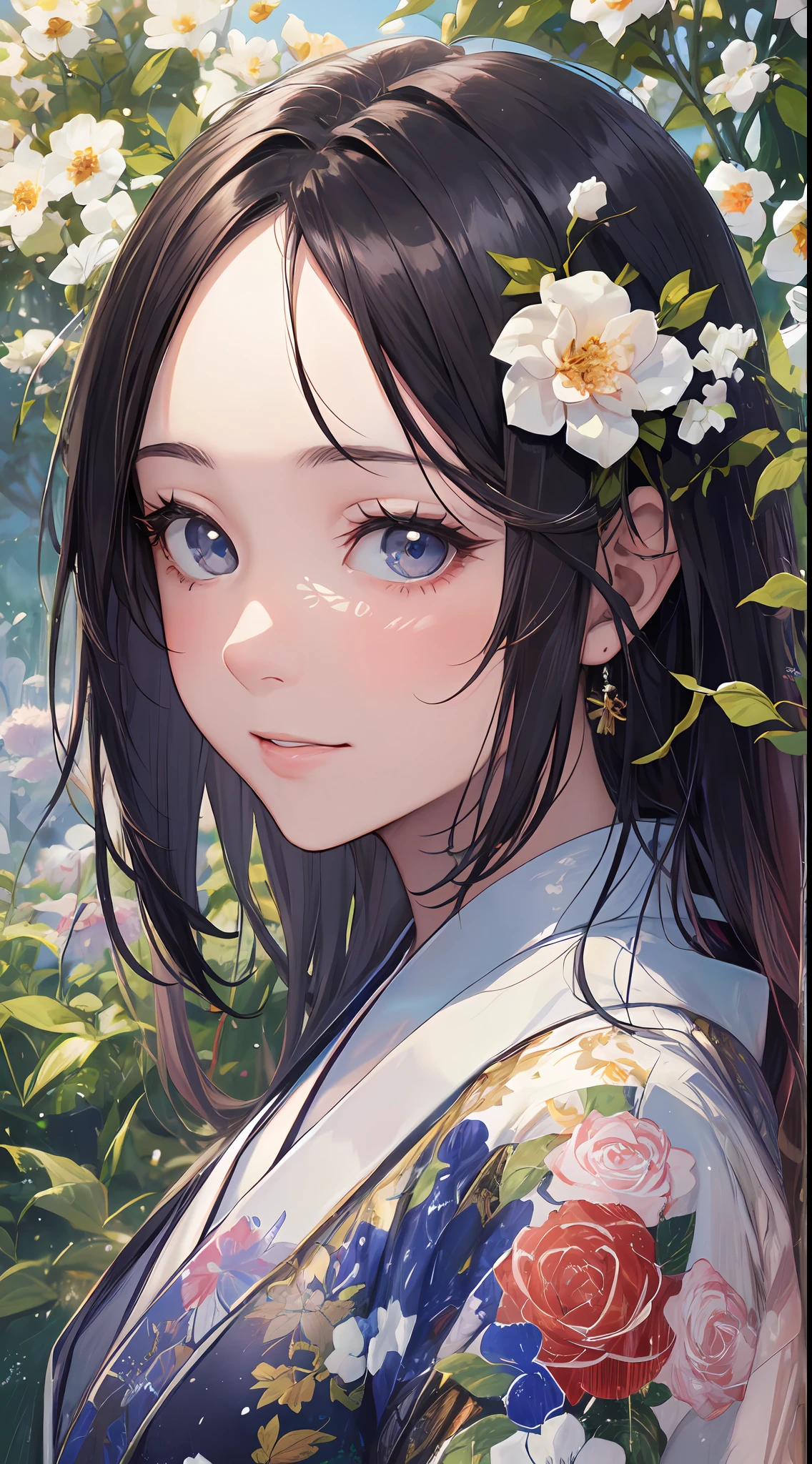Focus on the person. We create and express the best shining composition of the person. ((Masterpiece)), (((highest quality)))), ((Ultra detailed)), (Ultra realistic), (Very detailed CG illustration), (Very delicate and beautiful), Hyperrealist artist, Masterpiece of a beautiful girl, Best quality, Realistic eyes, Clear realistic eyes, Real skin feeling, Realistic fabric, Realistic texture, Japan people, We will introduce a realist illustration that focuses on girls with realistic and ultra-detailed eyes in the center front. This is the absolute rule, and the following sentence expresses the image quality. It is the greatest masterpiece in the history of the class of Inuitsuki Ichigo, in which the owner of the greatest painting talent in human history met an unparalleled beauty and risked his life to depict the most beautiful figure. Create stunning anime artwork that is currently trending on seaStation, showcasing exquisite beauty and captivating aesthetics. Away from the hustle and bustle of the city, it depicts a Japan woman against the backdrop of a quiet Japan garden. She is realistically depicted based on human anatomy, and her body expresses the grace and softness of being a woman.
Women wear traditional Japan kimonos. It is decorated with red and jade flower patterns on a pure white ground, and its colors symbolize dignity and beauty. We are emphasized by the beauty and eroticism of women that exude from its limited part, on the contrary.
Her features are delicate, and her smile is gentle but melancholy. There is an enigmatic light in its eyes, and it has the power to draw the viewer deeply. Kind of eroticism exists and it is part of this work.
Her posture is natural and calm, and her grace is that of a woman who is confident in her beauty and charm. The gardens around her are filled with colors and fragrances that make you feel the change of the four seasons, in which she becomes one with nature and makes its beauty even better.
Overall, this is a master