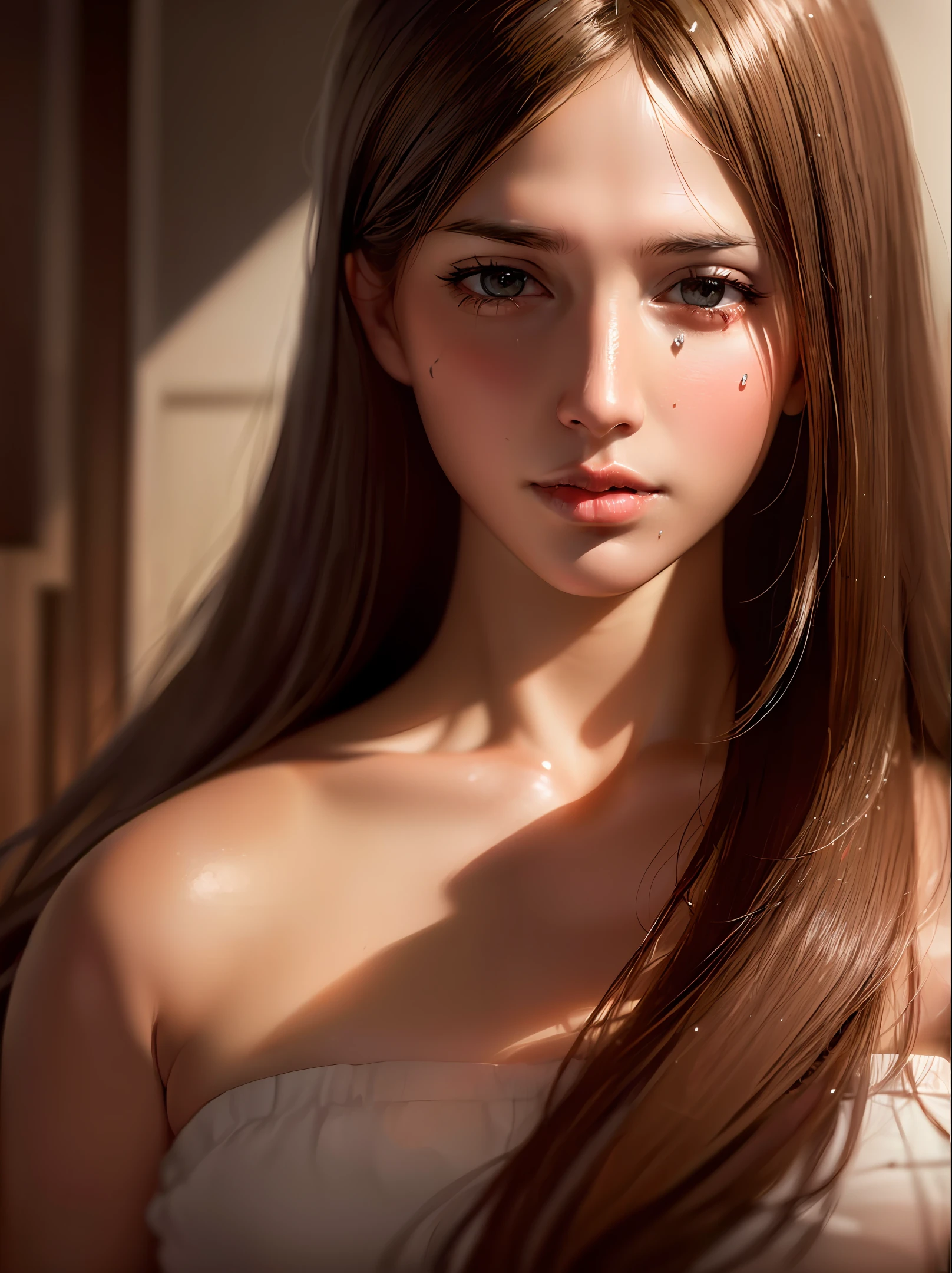 weeping guardian angel,blood tears, female being of light, realistic image,, masterpiece, best quality, (masterpiece), (best quality:1.4), (ultra highres:1.2), (hyperrealistic:1.4), (photorealistic:1.2)