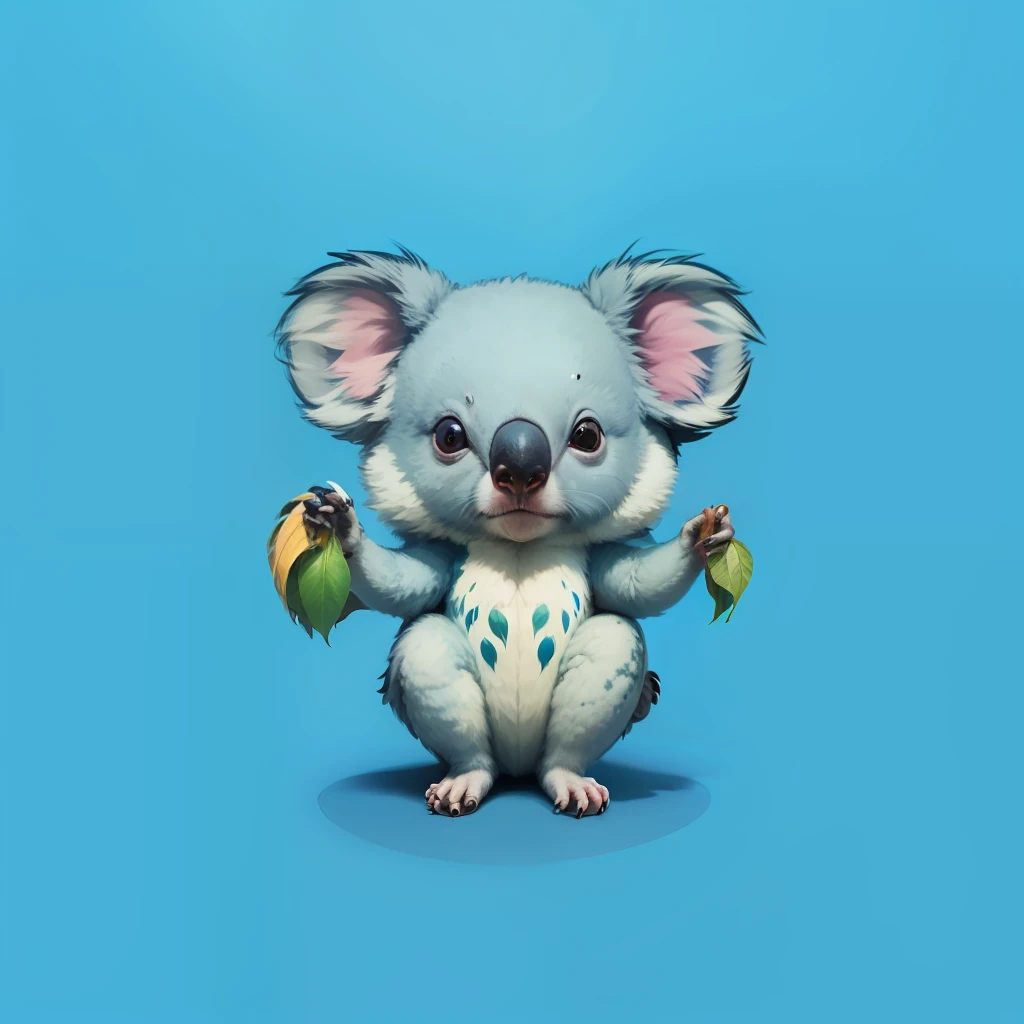koala, realistic painting, blue, beautiful