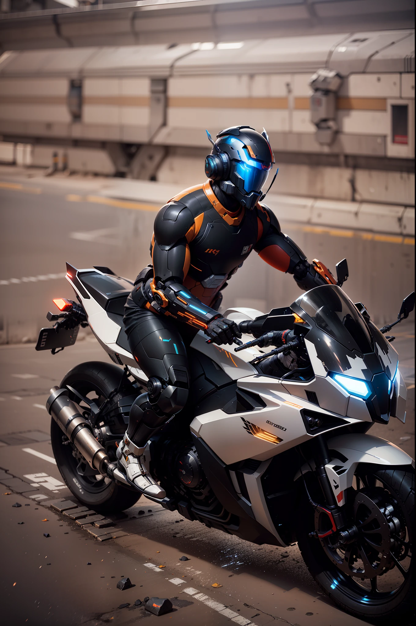 Strong handsome full body mecha cyberdud warrior, handsome high-tech black helmet wearing cyberpunk mech clothes, Nousr, biomechanics, MSHN robot man, high-tech helmet, surreal, steel, complex design, crazy details, fine details, extremely clear lines, cinematic lighting, photo realism, detailed masterpiece
