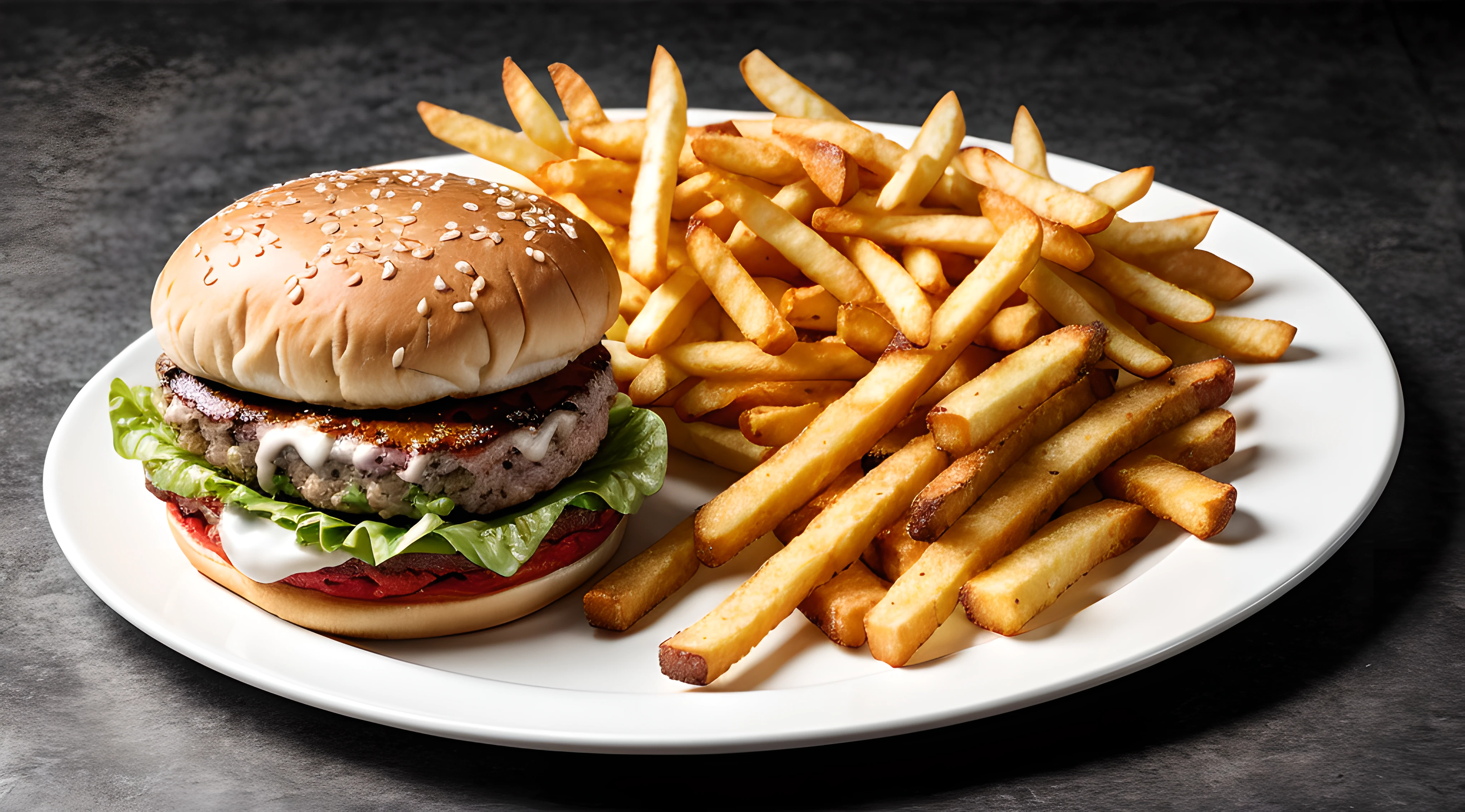mix burger snack and fries, png background in infinite gray color soft lighting, masterpiece, best quality, 8k uhd, dslr, film grain, photorealistic painting Fujifilm X hyper realistic photorealistic with high sharpness