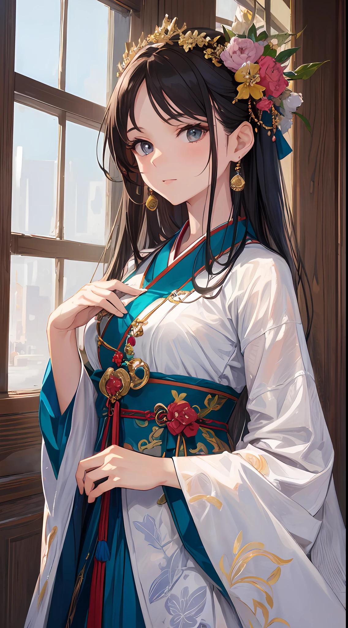 During the Joseon Dynasty, the view of the magnificent palace rising in the morning glow is recognized. The palace is the highest in the history of the Joseon Dynasty, and it is a perfect blend of grandeur and vigilance. In the center of it all stands an exquisite beautiful girl between the ages of 16 and 20. She was a high-ranking woman known as the queen or middle lady at the time, and her appearance is very formal.
Her costume is based on the traditional women's attire of the Joseon Dynasty, hanbok. It stands out for her grace and decency. The colors are gorgeous as to show her high superiority, and the texture of the fabric is silky and soft. The design beautifully emphasizes her youthful figure and pleases with her beauty and youth. Reproduce a hand like a realistic exaggeration of fabric material.
Her hair is tied up in a traditional Joseon dynasty hairstyle, and a beautiful hair ornament is implemented on the top of her head. Its hair ornaments are made of gold and precious stones and shimmer in the light of the morning sun. Her features are delicate and beautiful, and her eyes radiate innocence and knowledge at the same time.
Her appearance in the midst of an official appearance is a very fascinating sight, with a perfect blend of elegance and majesty. The standing figure symbolizes her high noble self-confidence and her own beauty.
Her figure is realistically depicted down to the smallest detail. The texture of her delicate skin, the meticulous details of her costumes, even a single strand of her hair, as if in front of her in person, this shows that this beautiful girl was painted by a hyperrealist artist.
This is the greatest masterpiece he or she has painted in his or her lifetime, breaking new ground in the visual arts with meticulous expression, quality and visual art. As the name suggests, this is a masterpiece of Inuiku Ichigo, which depicts the most beautiful girl in human history.
The reason for this is that the level of perfection and the ef