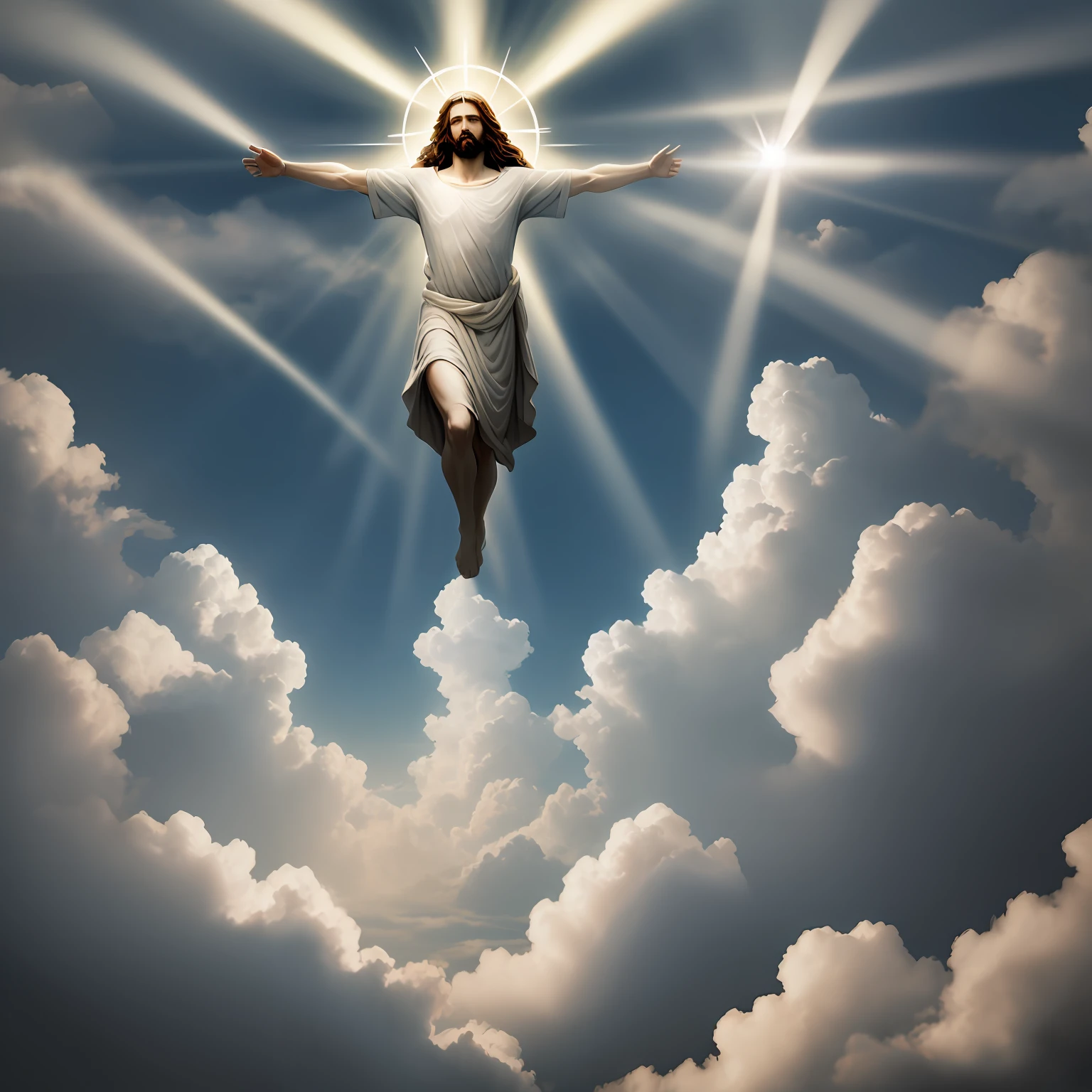 Jesus coming on the clouds with outstretched arms --auto