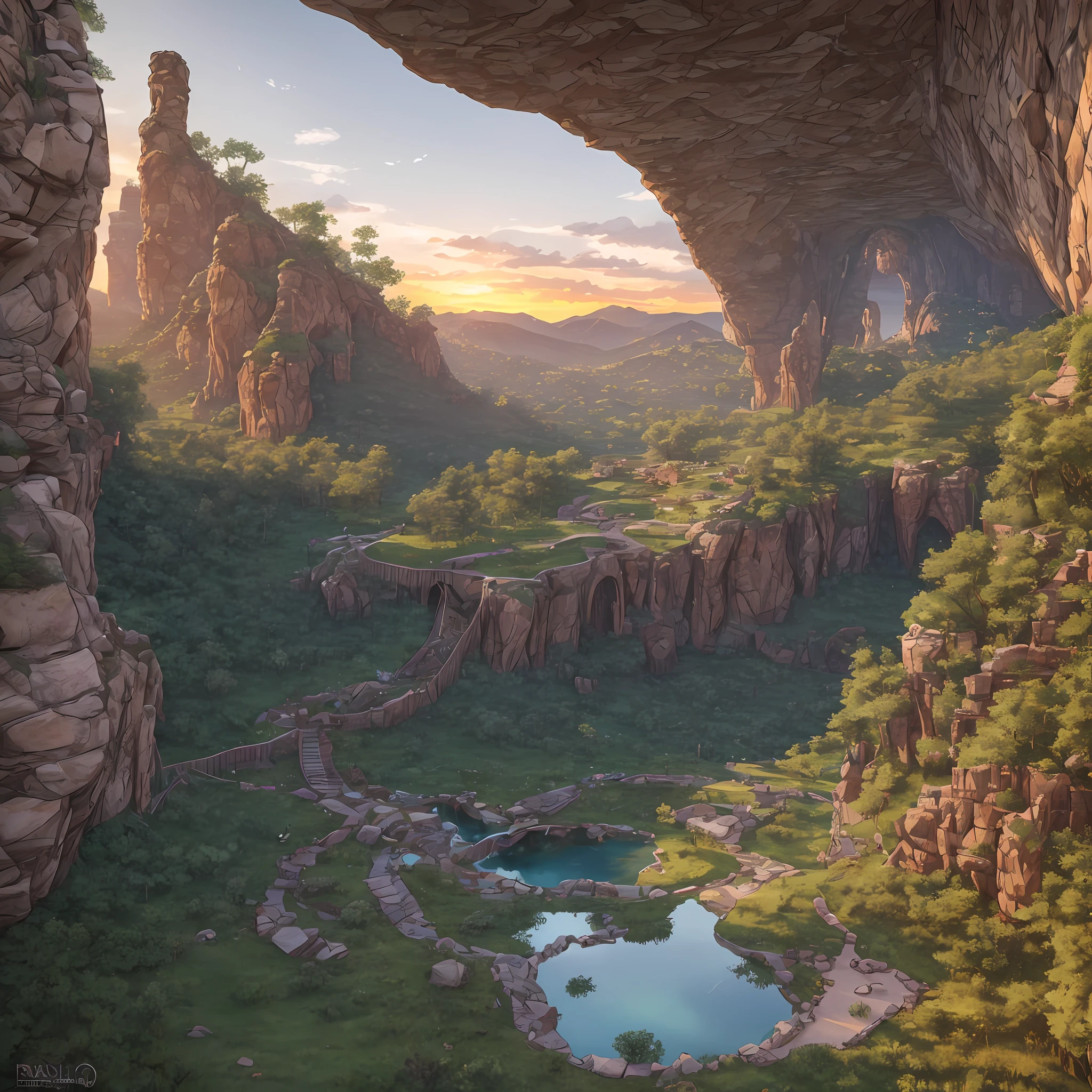 Computer visualization of graphics, a whirlwind of leaves, "Majestic mountains", "Lush forests", "Sparkling lakes", "Desert dunes", "Golden sunsets". Realistic Fantasies", Natural Elements, Extensive landscape ultra photography (general view, cell, basement, Stone steps leading down to a small area. The railing on the edge collapsed, In the center, Appreciating the cracked bowl – and a la Fountain, Something small extensions, an ivy-covered statue - something masculine, military and a view from here - even gray mountains on the horizon), blurred background, In the distance is a rock, the shore, gloomy, green, yellow, gray, warm, magical, "Hyper-realistic textures," "Precise details," "Realistic still life," "Realistic portraits," "Realistic landscapes."