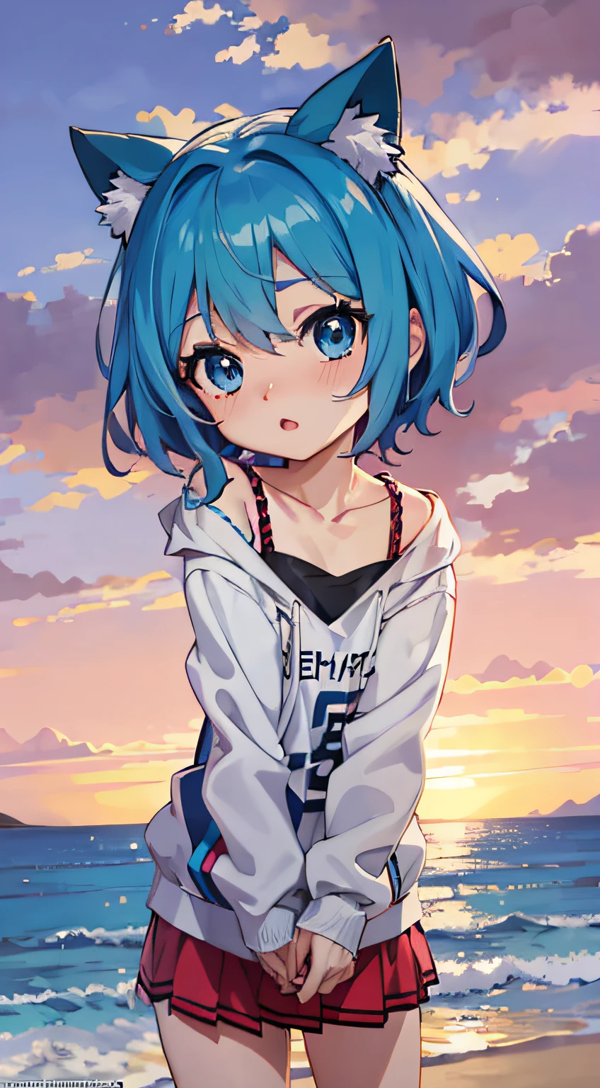 anime girl with blue hair and blue eyes standing on the beach, anime style 4 k, anime style. 8k, anime moe artstyle, mikudayo, anime wallpaper 4 k, anime wallpaper 4k, 4k anime wallpaper, anime art wallpaper 8 k, hatsune miku short hair, anime art wallpaper 4k, anime art wallpaper 4 k, rin