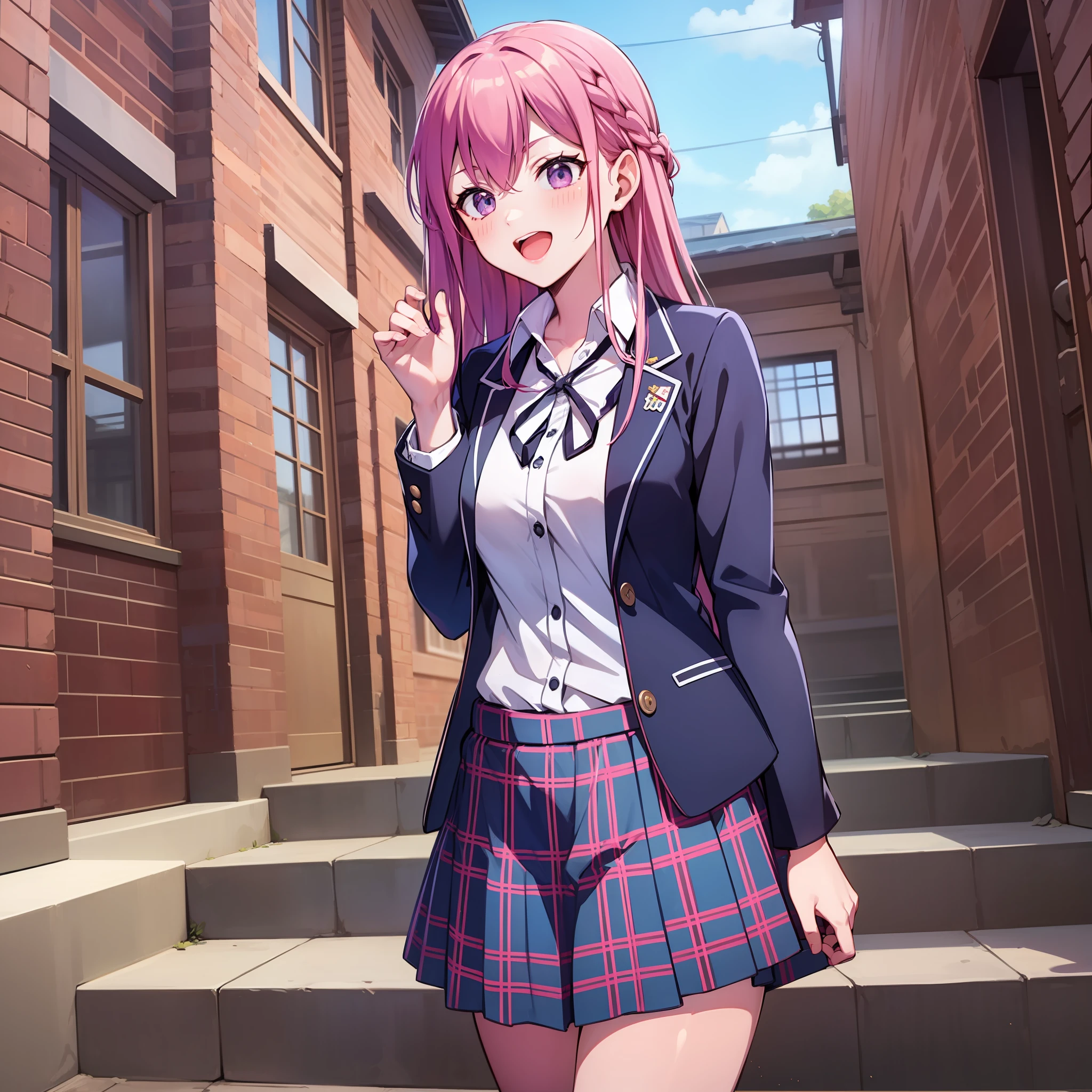 Light pink hair, 1 girl, school uniform, standing, Makuzawa Ouka