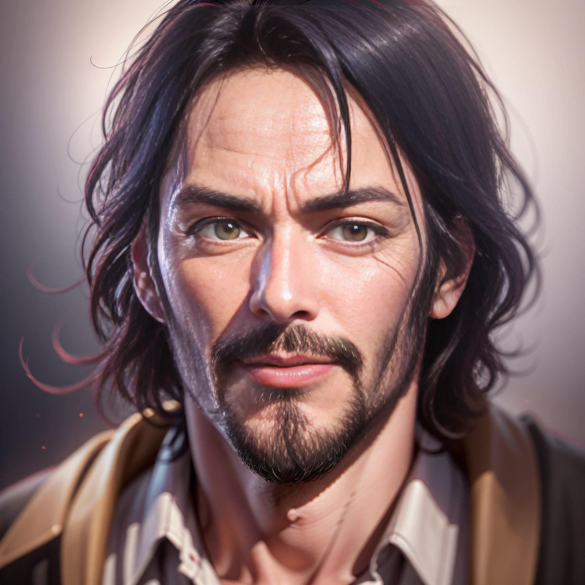 (Best Quality, 8K, Masterpiece) Middle-aged man, handsome, mature, bearded, Keanu Levi, high resolution,