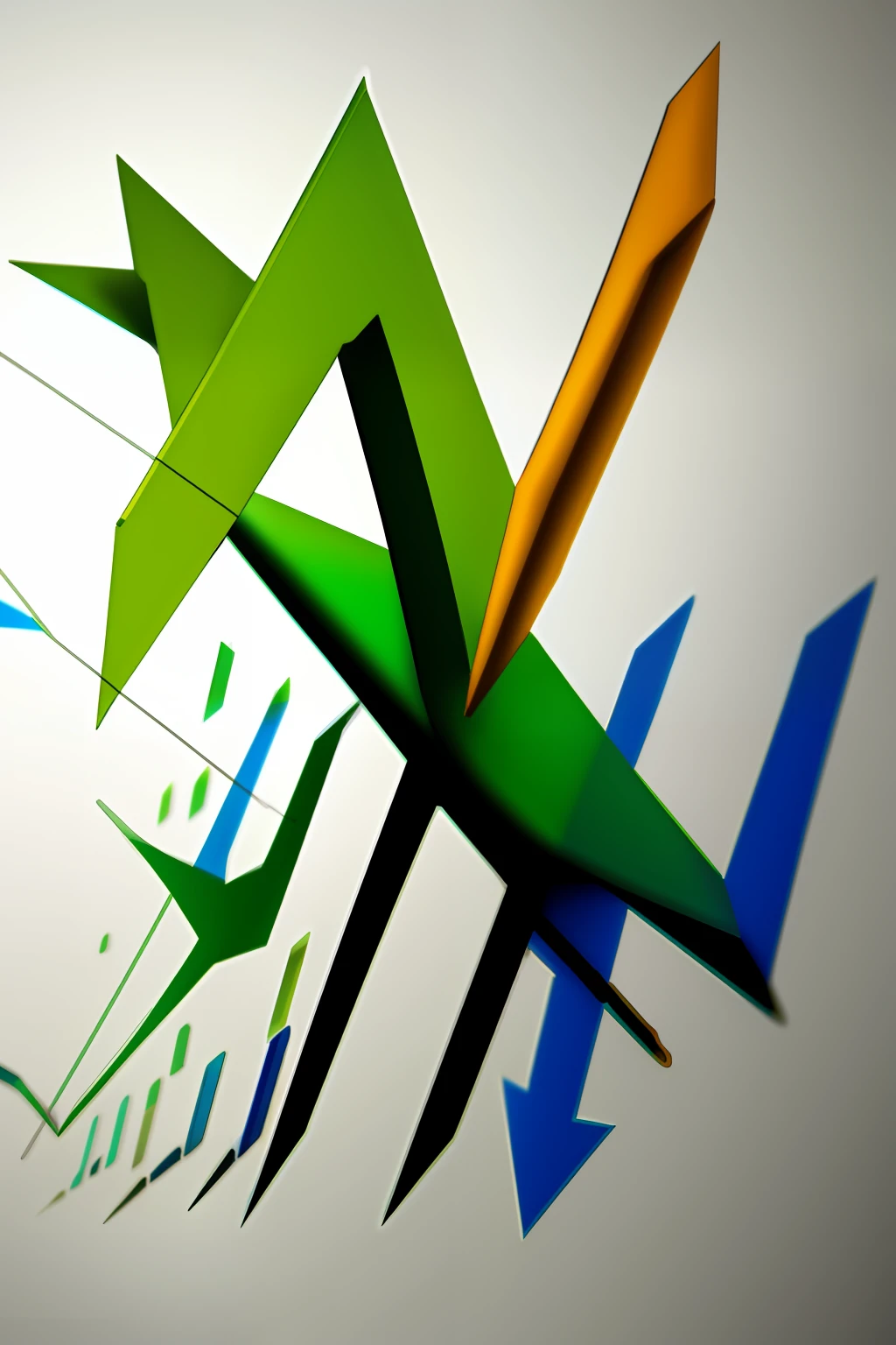 Make one logo mark one up arrow and one down arrow together green arrow color and the other blue 3d