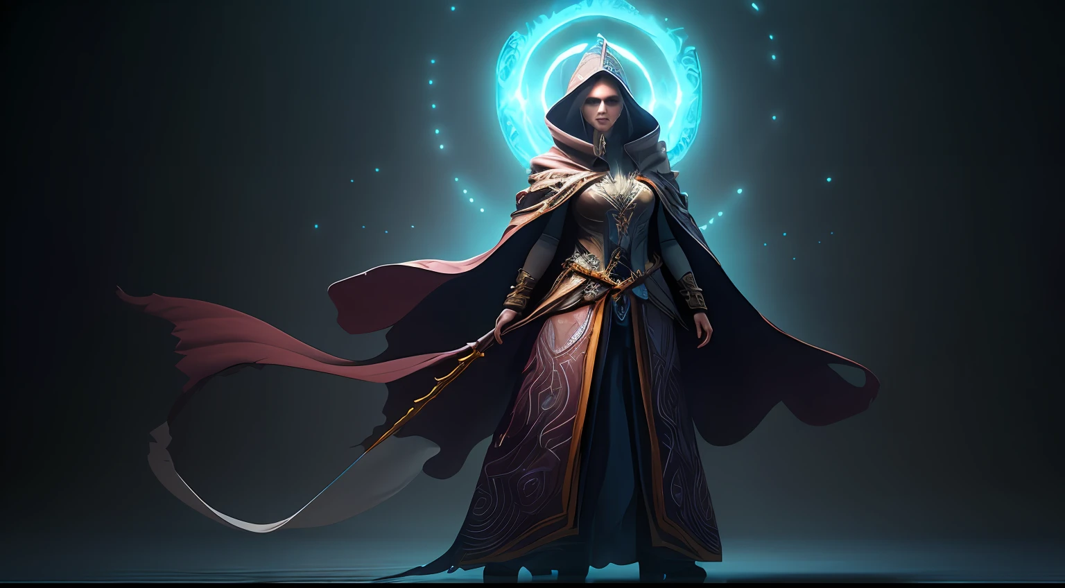 arafed image of a woman dressed in a costume with a bright, hyper-detailed halo, octane render fantasy character, dressed in ethereal armor, 3 d render of a shaman, complex fantasy character, 8 k octane render fantasy style, flowing magic cloak, (octane render) fantasy style, ghostly necromancer, 3 d render 8k character art