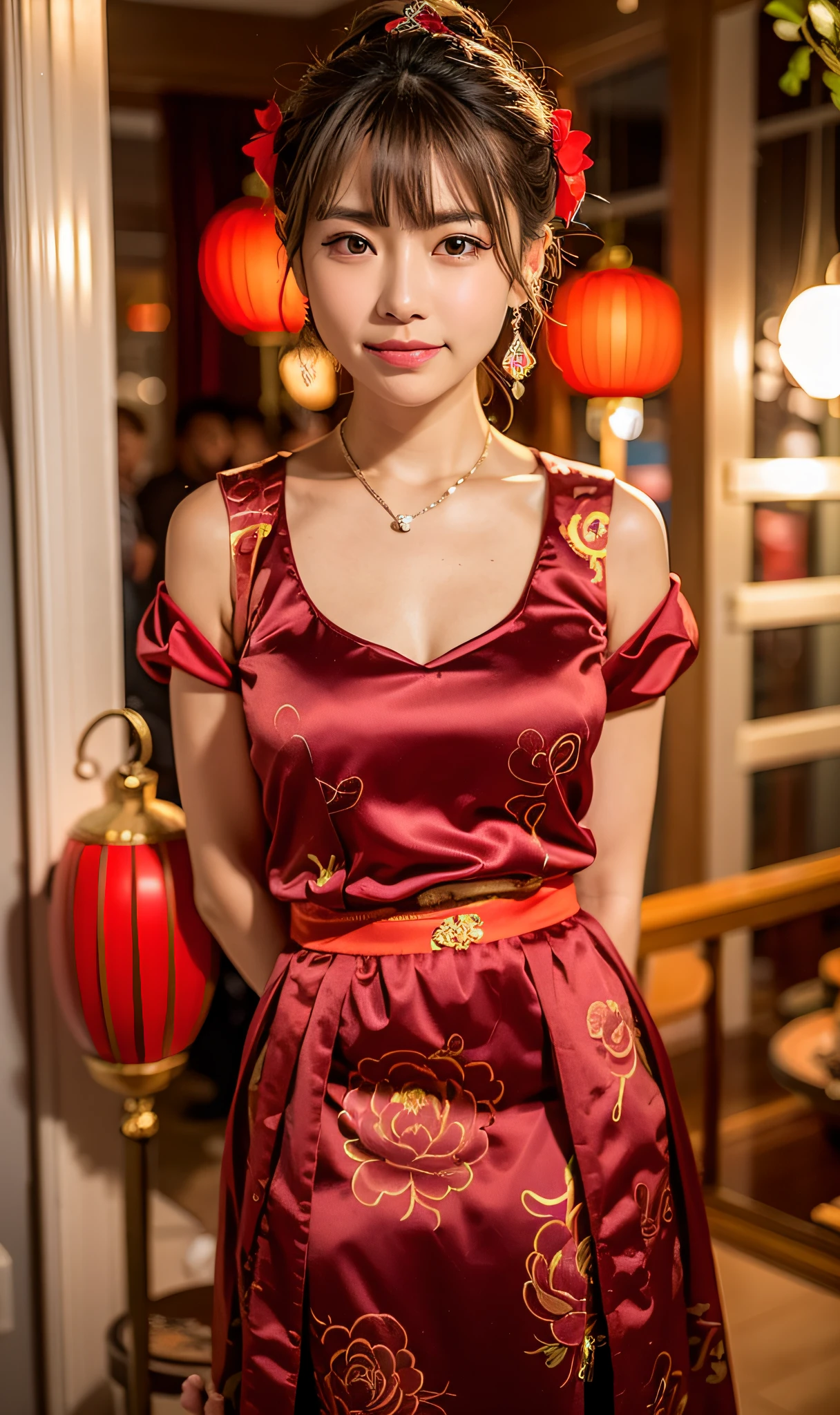 An Asian girl, a pair of real bright beautiful big eyes, double eyelids, smart eyes, focused face, super fine face, face close-up, super HD, super detail, natural light, cute and delicate face, young cute cute Korean face, ulzzang, cute - fine - face, Ruan Jia beautiful! , cute korean face, gorgeous chinese model, cute natural delicate and silky face, cute thin face of girl, 4k, close-up of a woman in a dress standing in the room, chinese girl, gorgeous chinese model, wearing ancient chinese clothing, chinese costume, chinese style, new tongchen, cheongsam, traditional chinese clothing, full body fairy tales, chinese clothing, and ancient costume, chinese woman, shaxi, ruan family beautiful! , a lovely young woman
