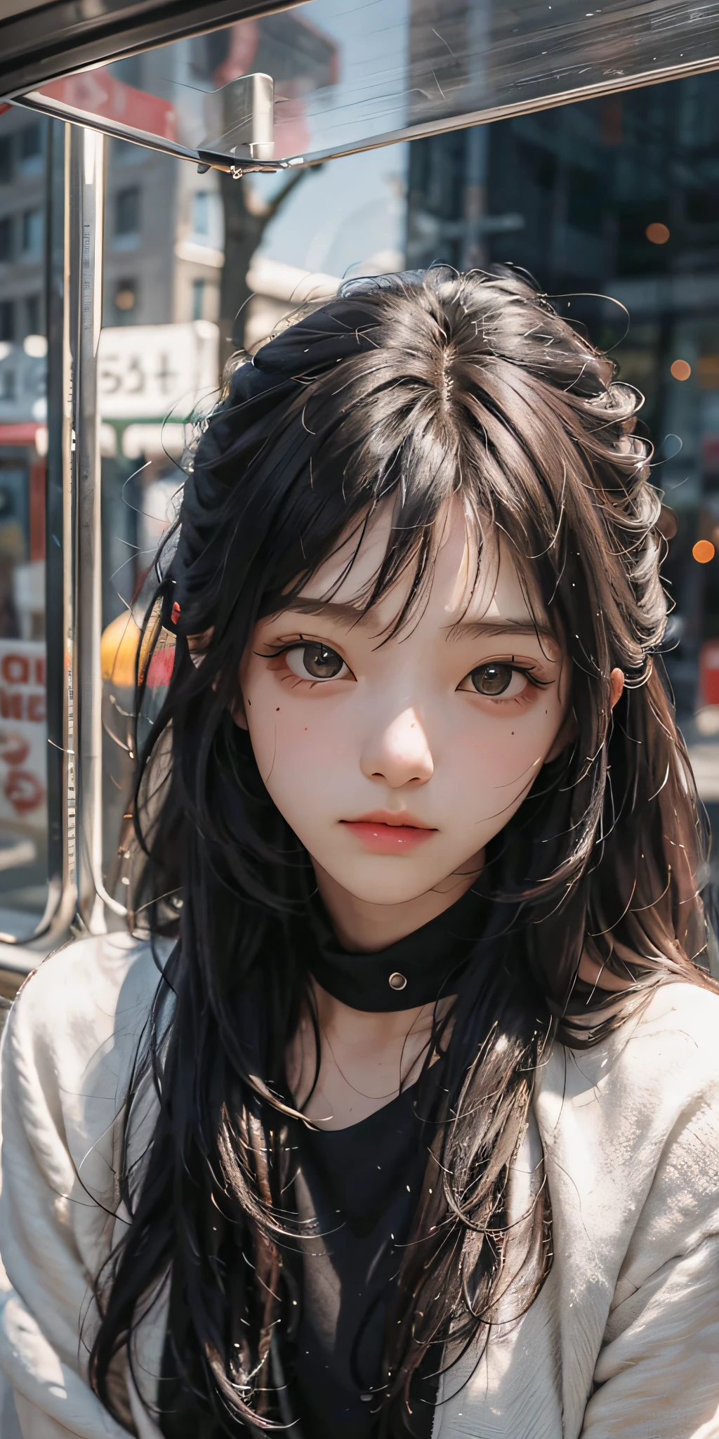 The girl was seventeen or eight years old, with a round face and big black eyes.