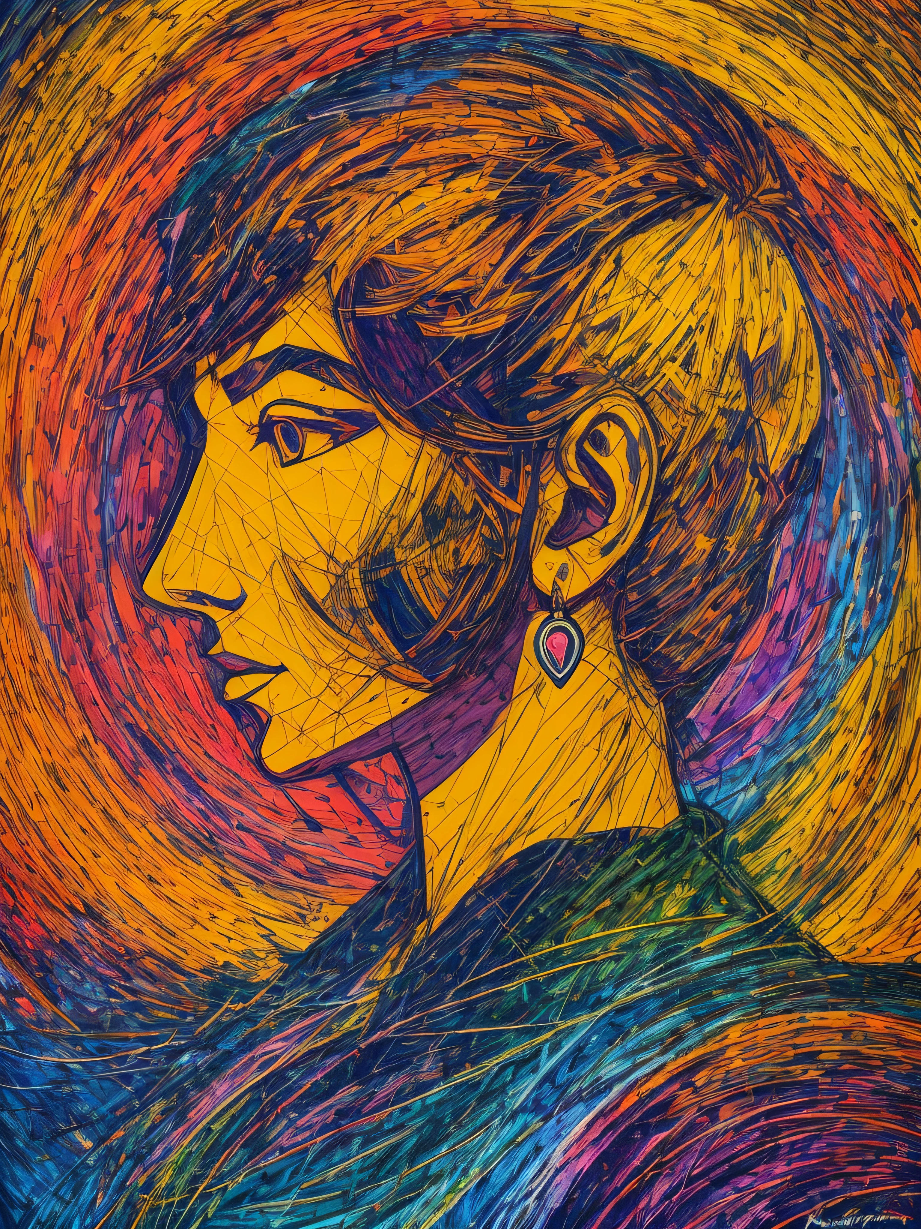 (art by kandinsky:0.7), sharp image, 8k, kidney light, poster, hdr, detailed, Eagle, face, front face