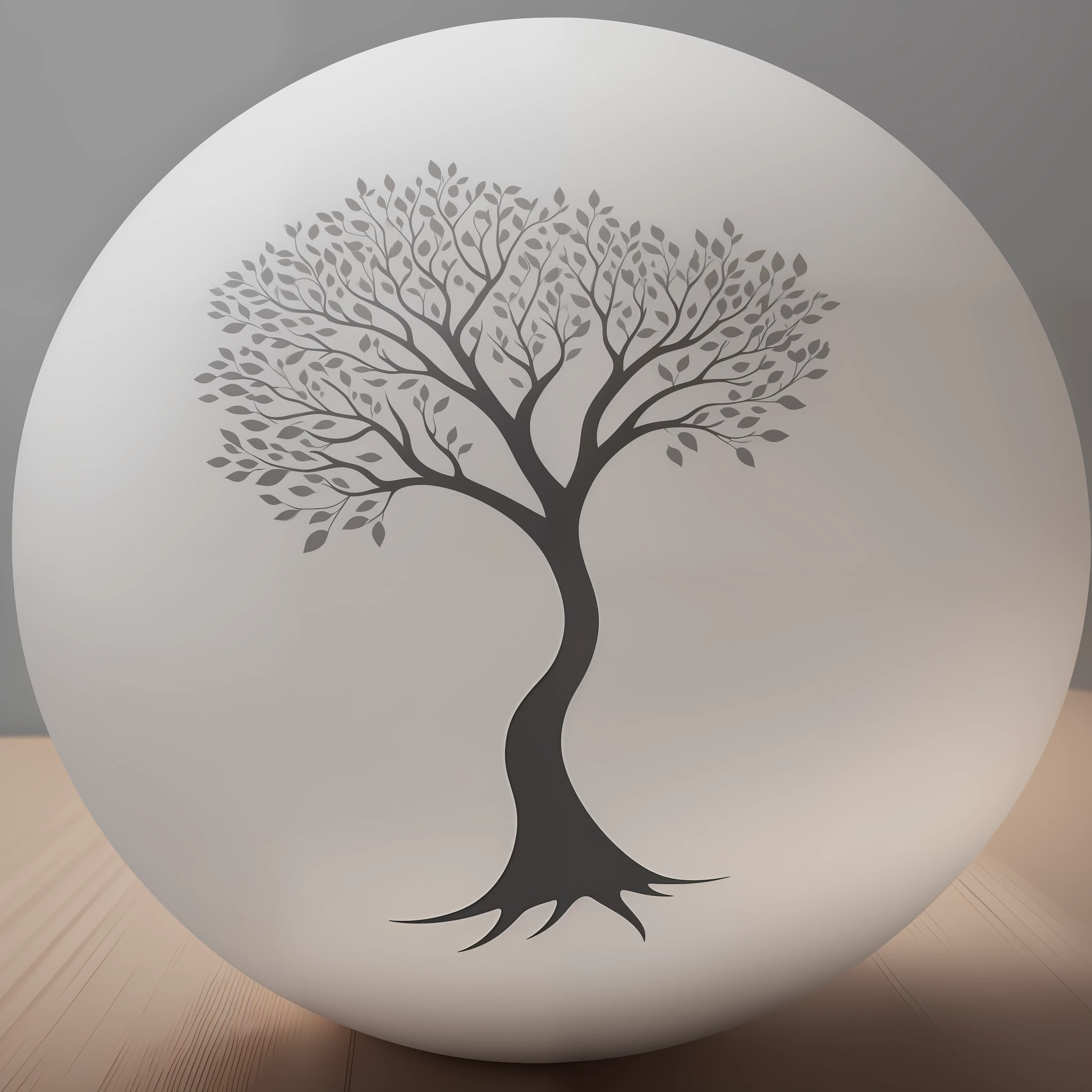 Create a minimalist logo for the 'Peace of Mind' channel that evokes serenity. Use neutral tones, such as white and gray, and include a stylized tree symbol to symbolize growth, stability, and connection to nature.