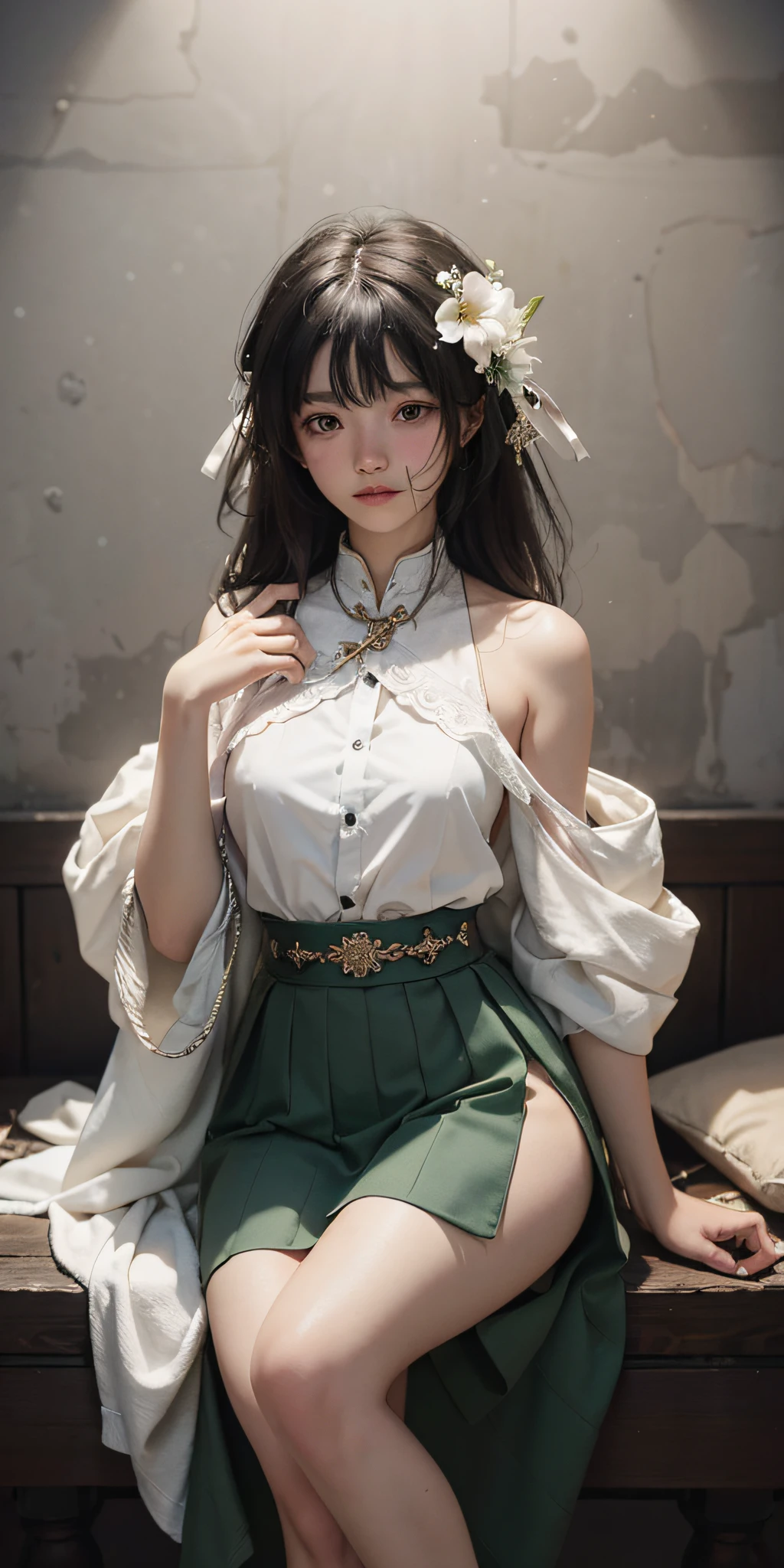 This girl is eighteen or nine years old, a round oval face, black eyes, flushed cheeks, the aura of the whole body is young and lively, crystalline, skin color like snow, a small dimple, goose egg face son is a little shy, what is handsome now, tall, wearing a green connecting dress skirt, toned and tall, wearing a white bottom strawberry flower strap skirt, little Luxue like a breast, only covering the knee skirt, belt to bind the waist to control his son Xi'an, Feng Ting more and more breasts.