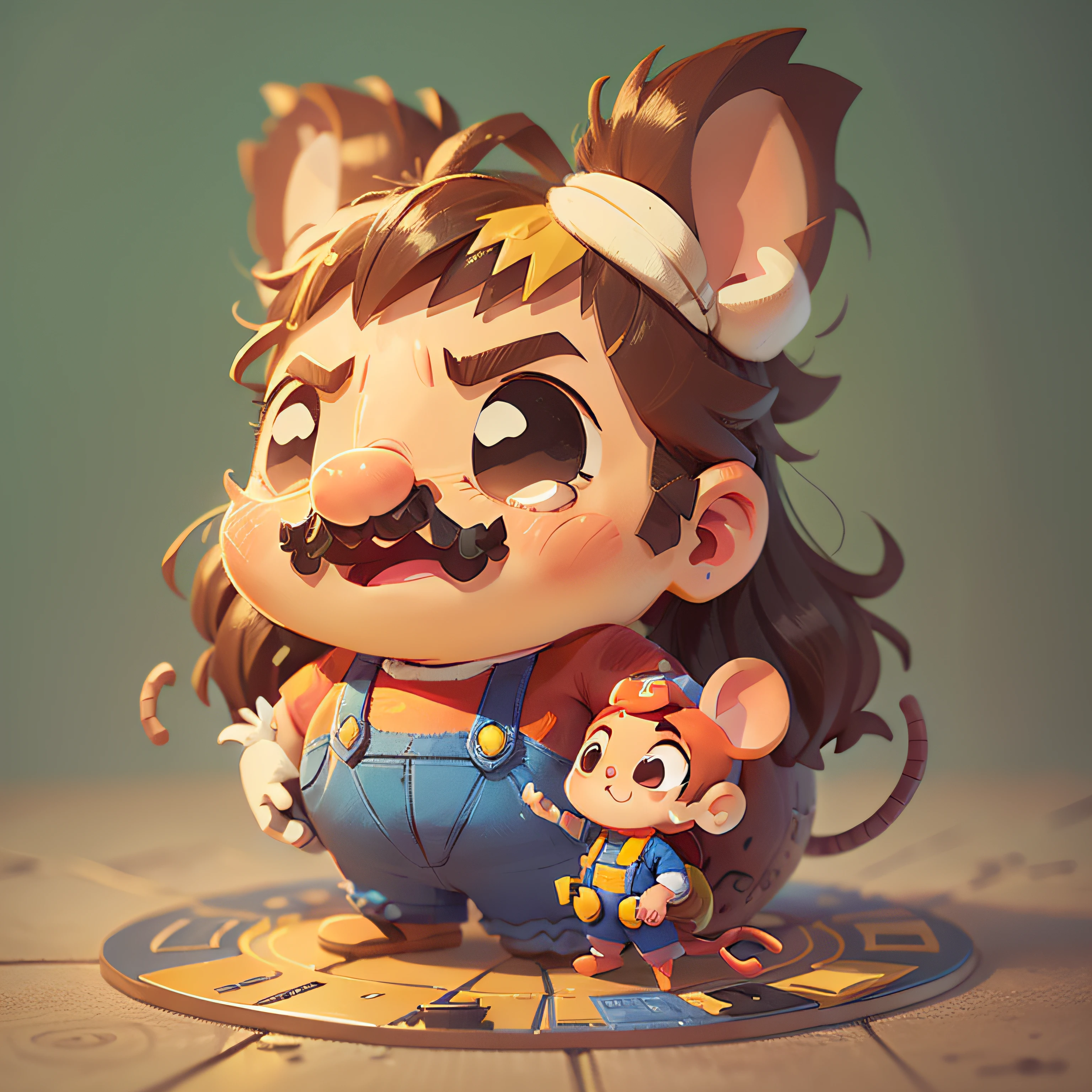 cute, chibi, mice, PFP, bigbadejo, portrait, masterpiece, 3D Rendering, Best Quality, Lots of Detail, (plain background), (vinyl toy figurine), (perfect hands), (high detailed hands), (full body), male, (super mario bros), (video game), red shirt