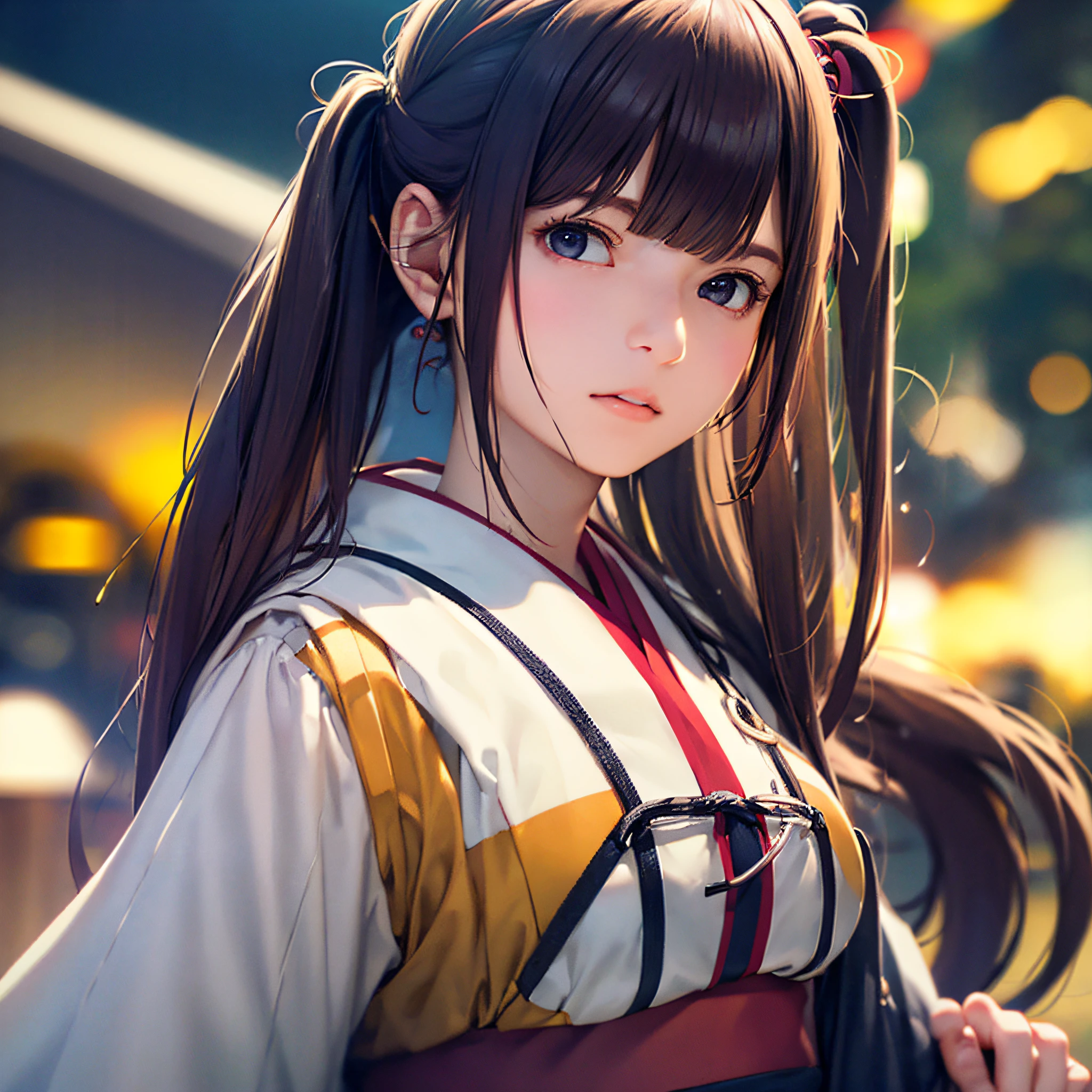 (Best Quality, Masterpiece: 1.2), (Realistic, Photorealistic: 1.37), (Best Quality)), Ultra High Resolution, Highly Detailed CG Movie Lighting, Bust Up, (Bokeh: 1.4), (1 Female), Ninja, Kyoto