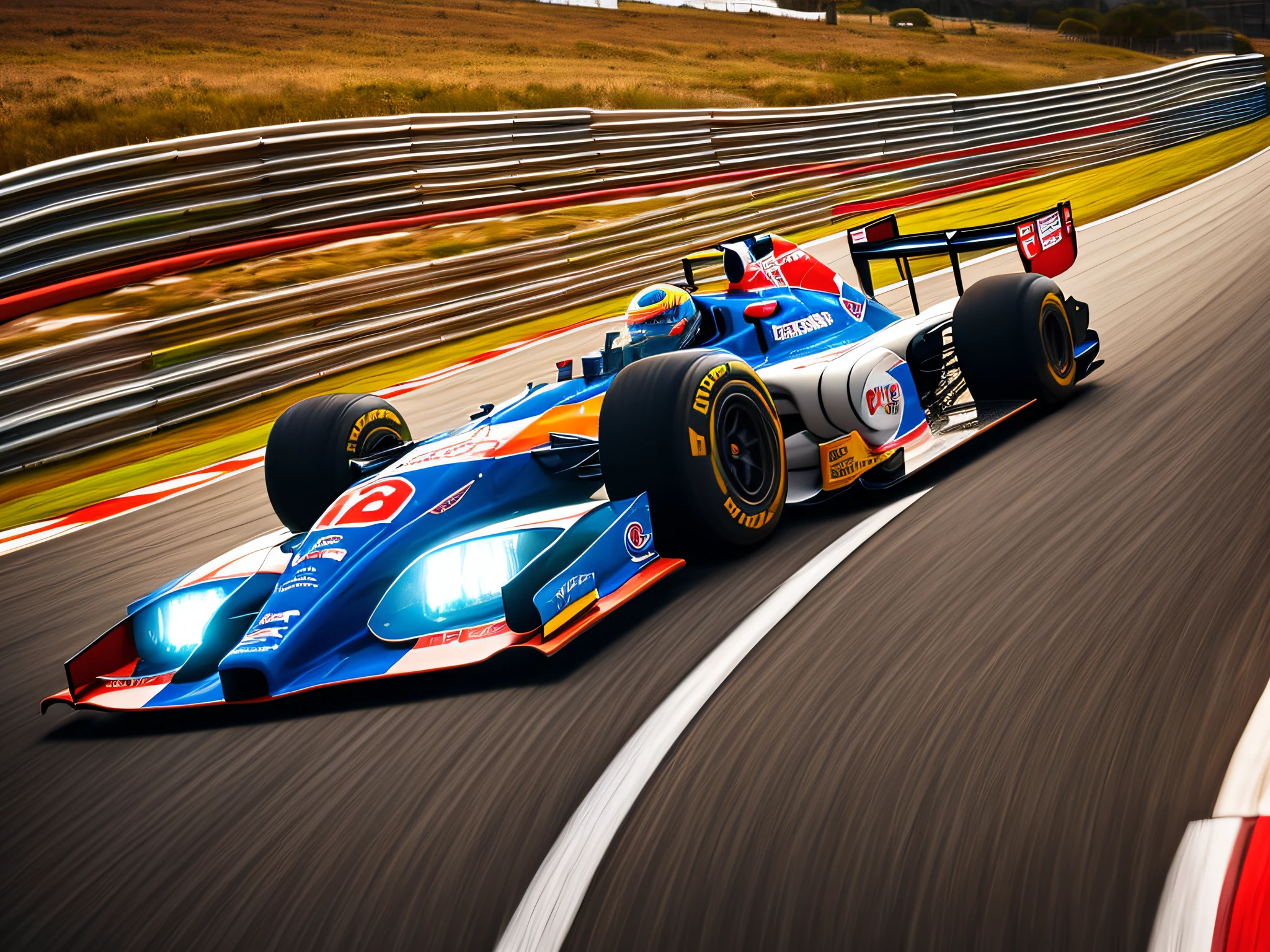 best quality, master piece,Race car, race track, speed, streamlined, winding, ups and downs, perspective, variations in thickness, flow lines, light and shadow, sense of motion, visual focus, outline, minimalism, geometric shapes, imagination,superspeed,lighting, motion blur, electricity,audience,cheer