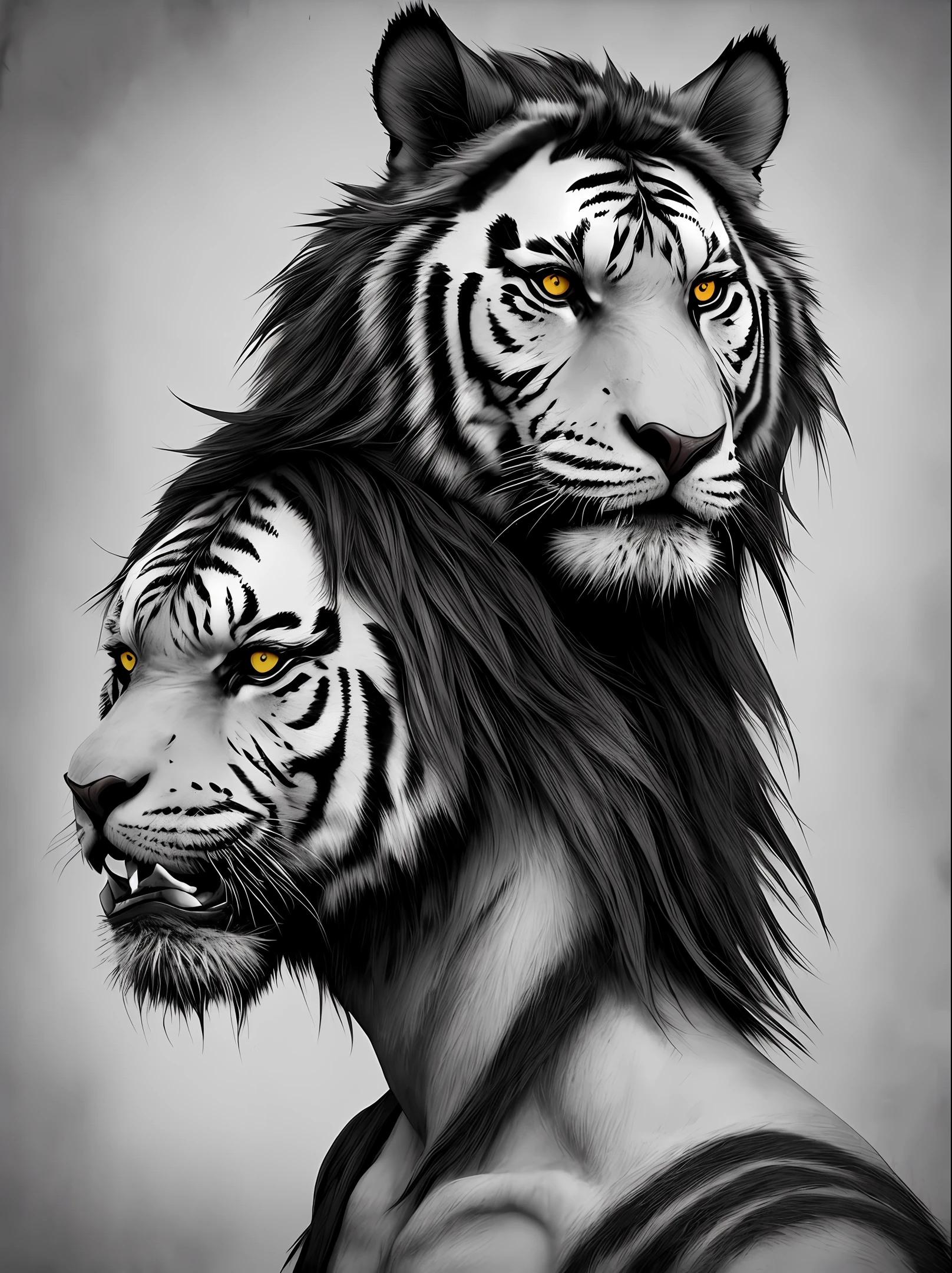 Tiger orc, black and white hair