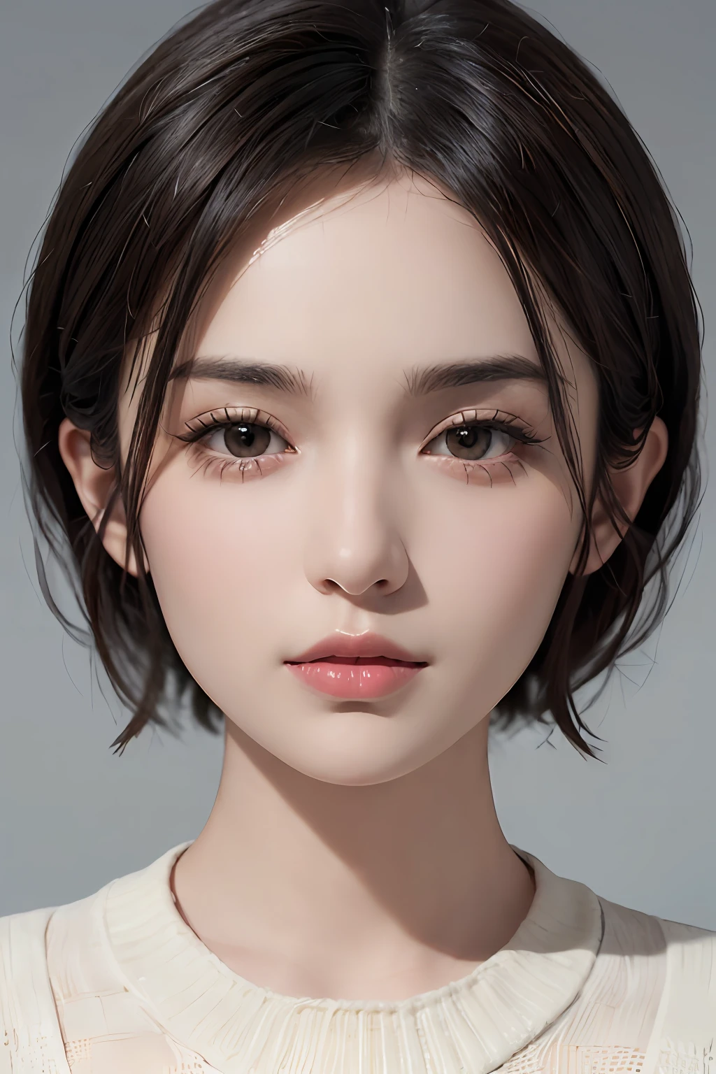 (masterpiece:1.3), (8k, photorealistic, RAW photo, best quality: 1.4), (1girl), beautiful face, (realistic face), (black hair, short hair:1.3), beautiful hairstyle, realistic eyes, beautiful detailed eyes, (realistic skin), beautiful skin, (sweater), absurdres, attractive, ultra high res, ultra realistic, highly detailed, golden ratio