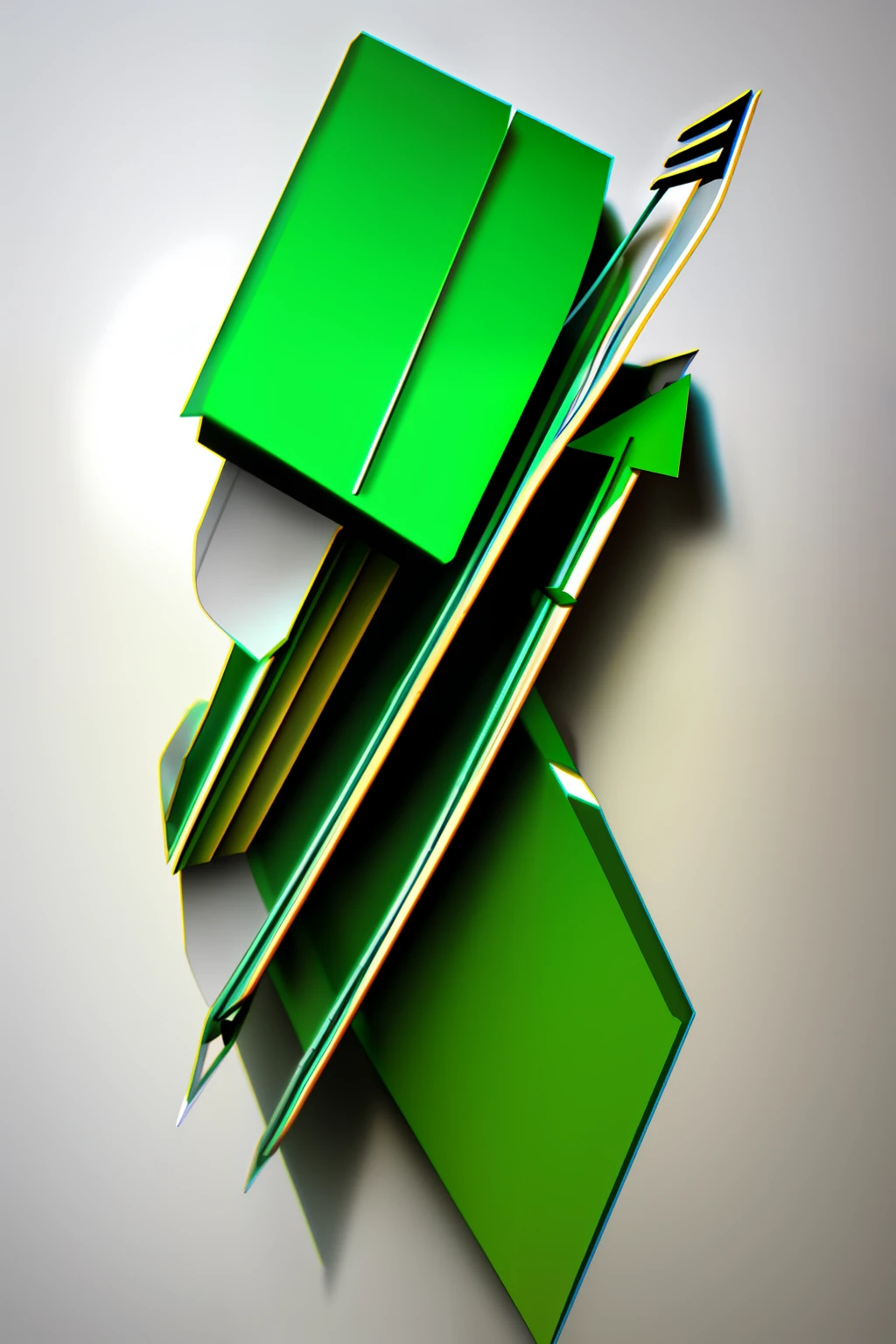 Make one logo mark one up arrow and one down arrow together green arrow color and the other blue 3d