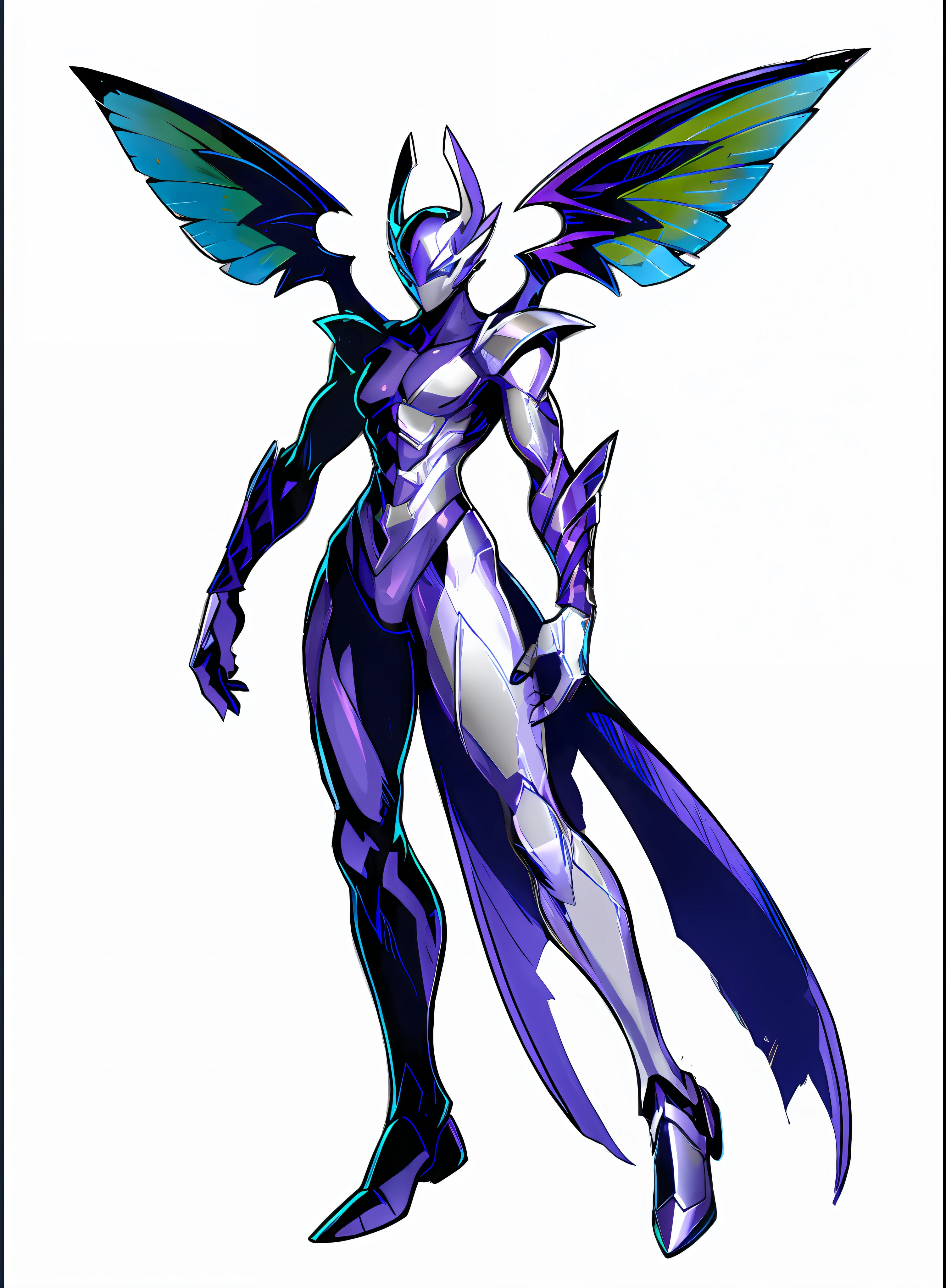 a close up of a cartoon of a woman with wings, full body concept, in opal armor, simple futurist cyborg empress, sliver ice color reflected armor, knights of zodiac girl, beautiful full body concept art, spirit fantasy concept art, concept art of omegamon, official concept art, full body concept art, glamorous angewoman digimon, detailed full body concept art