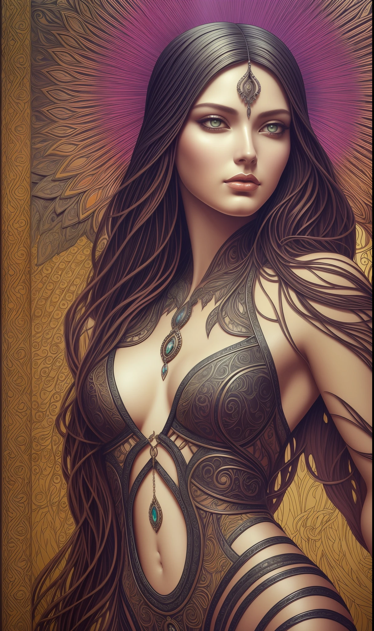 Waist high Portrait of an exotic beautiful caucasian woman wearing trendy clothing at a beach, perfect detailed face, detailed symmetric hazel eyes with circular iris, realistic, stunning realistic photograph, 3d render, octane render, intricately detailed, cinematic, trending on artstation, Isometric, Centered hipereallistic cover photo, awesome full color, hand drawn, dark, gritty, mucha, klimt, erte 12k, high definition, cinematic, neoprene, behance contest winner, portrait featured on unsplash, stylized digital art, smooth, ultra high definition, 8k, unreal engine 5, ultra sharp focus, intricate artwork masterpiece, ominous, epic, TanvirTamim, trending on artstation, by artgerm, h. r. giger and beksinski, highly detailed, vibrant --auto --s2