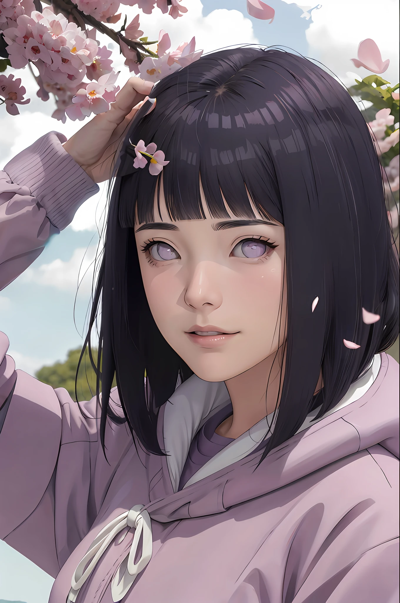 Blue sky, sakura flowers
