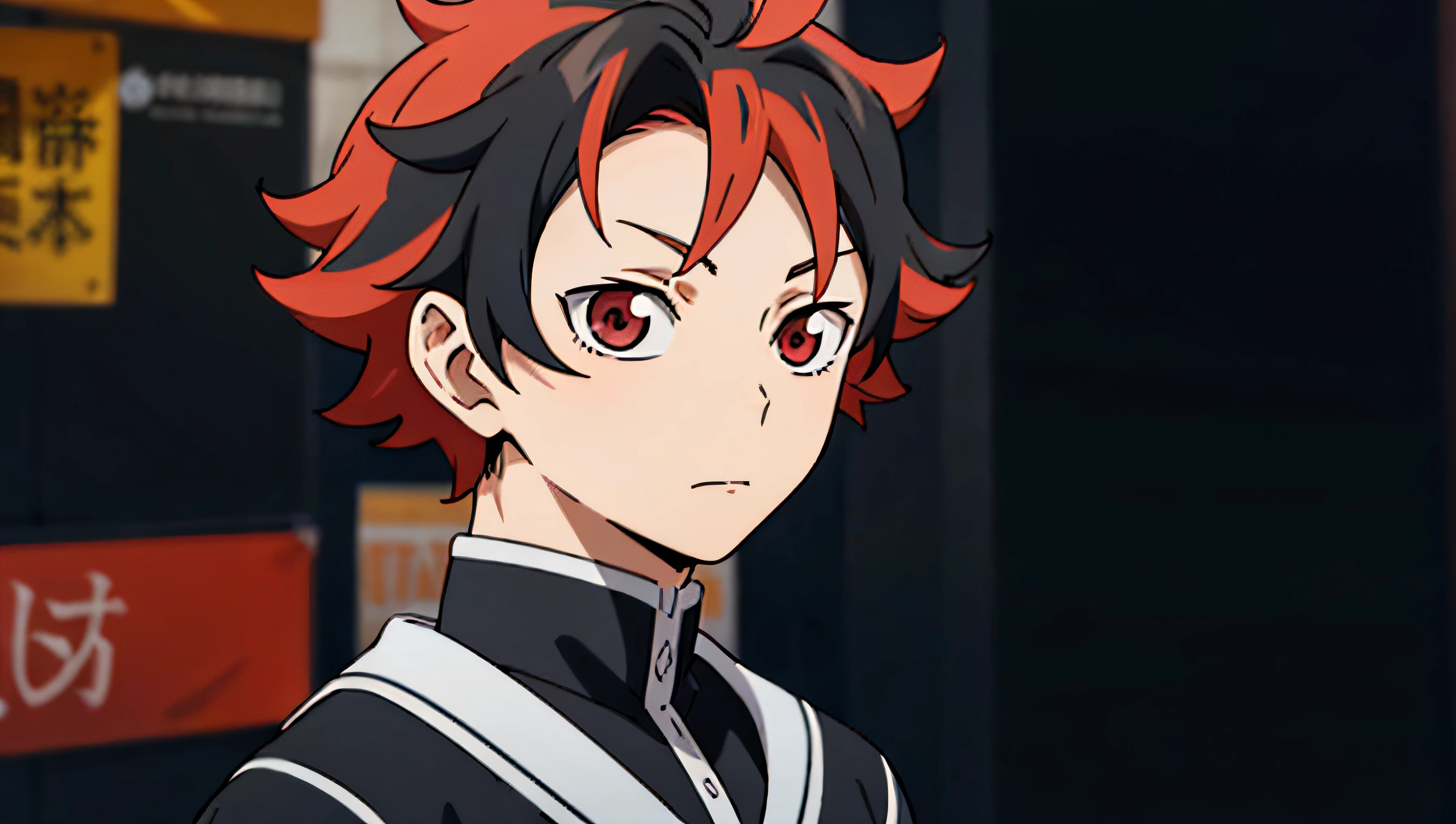 anime character with red hair and a black and white outfit, kimetsu no yaiba, handsome guy in demon slayer art, rin, today's featured anime still, key anime art, demon slayer artstyle, male anime character, in the anime film, demon slayer rui fanart, best anime character design, demon slayer, key anime visuals, anime character --auto