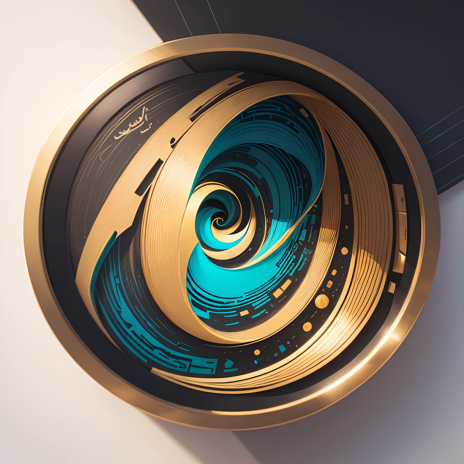 Arabic Flow. Vectorial. Gold, Azul, verde --auto