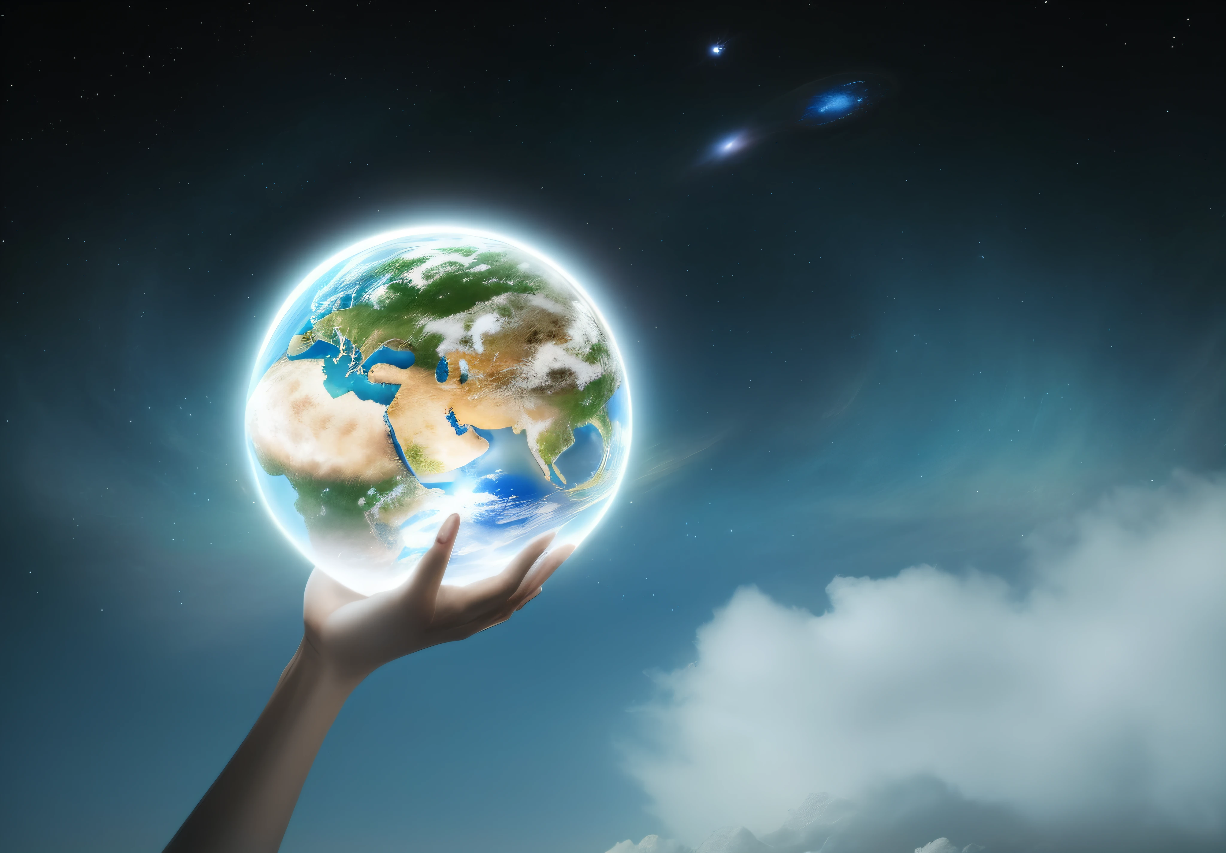 someone holding a glowing earth in their hands in the sky, holding the earth, holding a planet, with earth, is holding a tiny planet earth, creation of the world, holding miniature earth in hands, holding a miniature earth, our planet, with earth in the background, mother earth, gently caressing earth, earth in the sky, earth in background, the earth