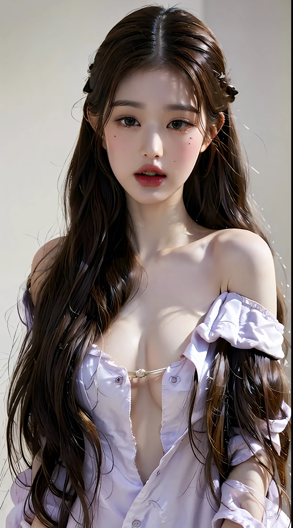 (very detailed CG Unity 8k wallpaper),yellow_hair,chest tip exposed,background, see-through,((1 girl)), (nsfw:1.2), open,,shoulders exposed,crisp breasts exposed, clothes open, torn open, , (masterpiece), (best quality), (super detailed), (best illustration), (best shadow), (realistic), (PureErosFace_V1:0.5), lens flare, (depth of field), (natural lighting), ultra-high resolution, (eye detail) , (brunet) , (((transparent nightdress))), (exposed chest), 18 years old,look_at_viewer