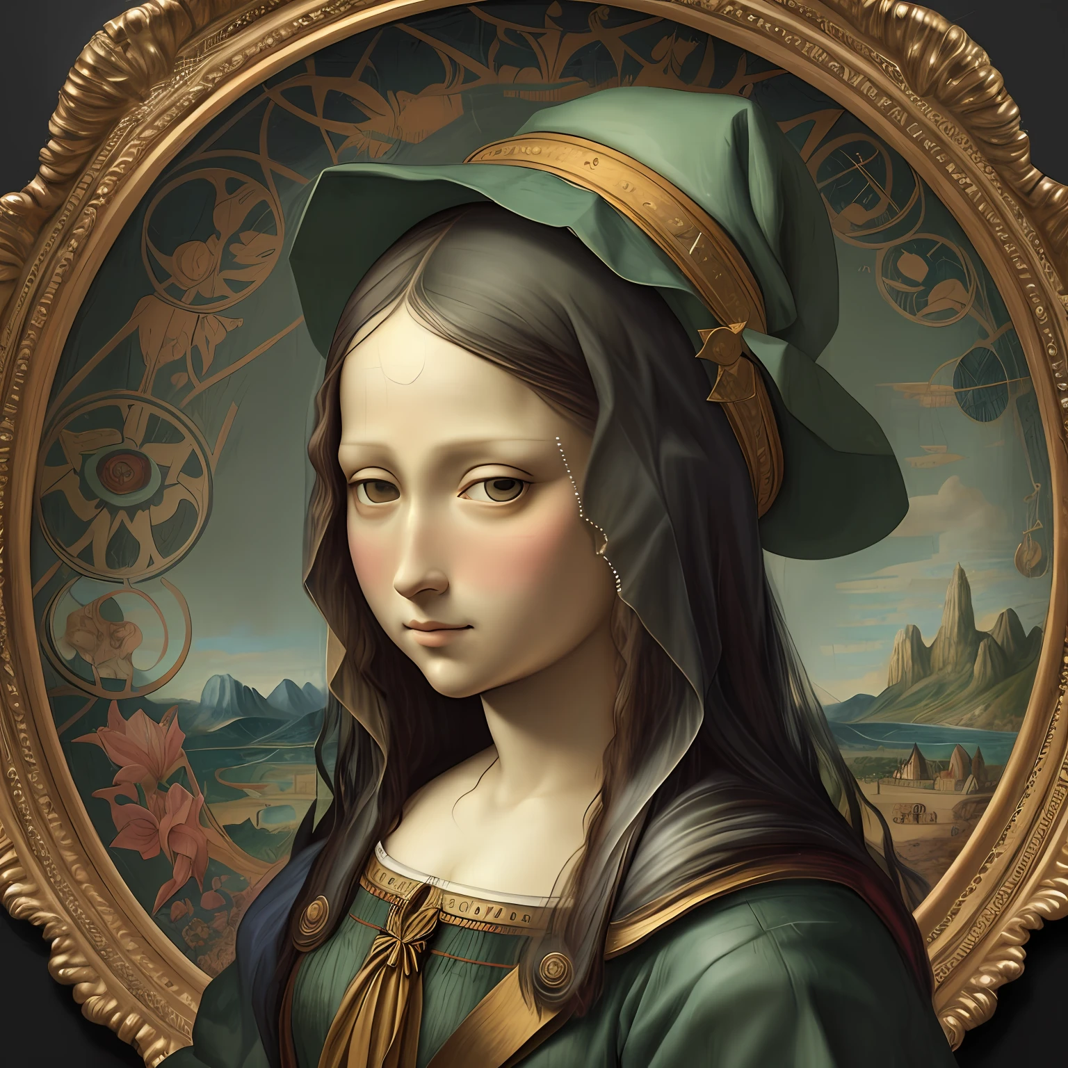 Monalisa 2023 art by Hieronymus Bosch in the anime style:: A detailed, elegant, intricate and colorful portrait in mixed media :: A masterpiece of surreal art, a vibrant painting --auto --s2